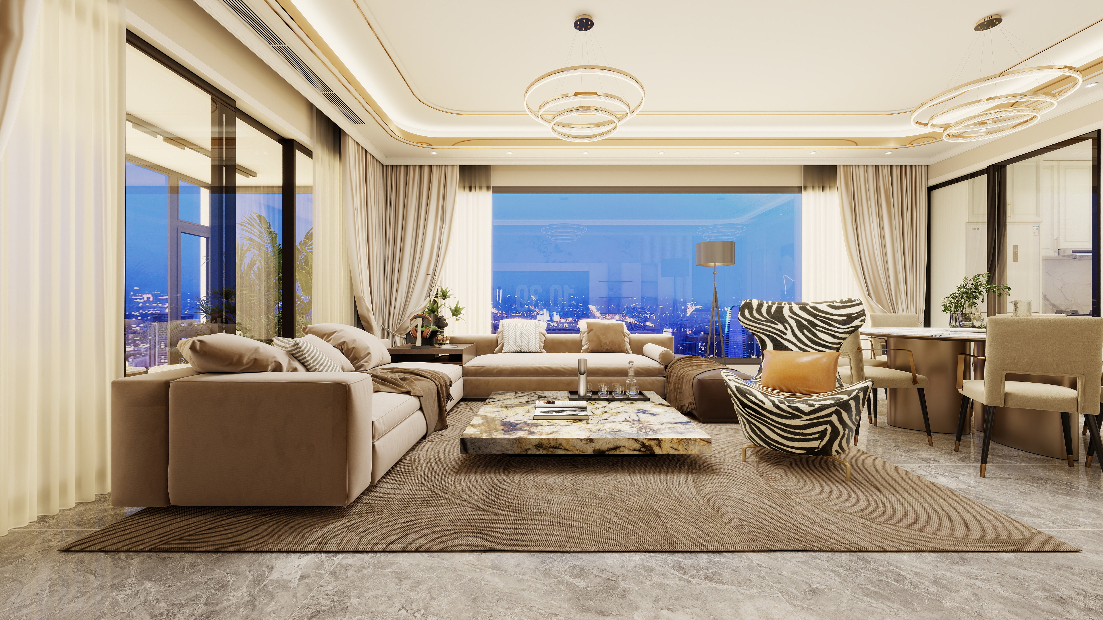 至简名设-文稳康-《陕西*惠达》150平现代轻奢|五居室装修效果图