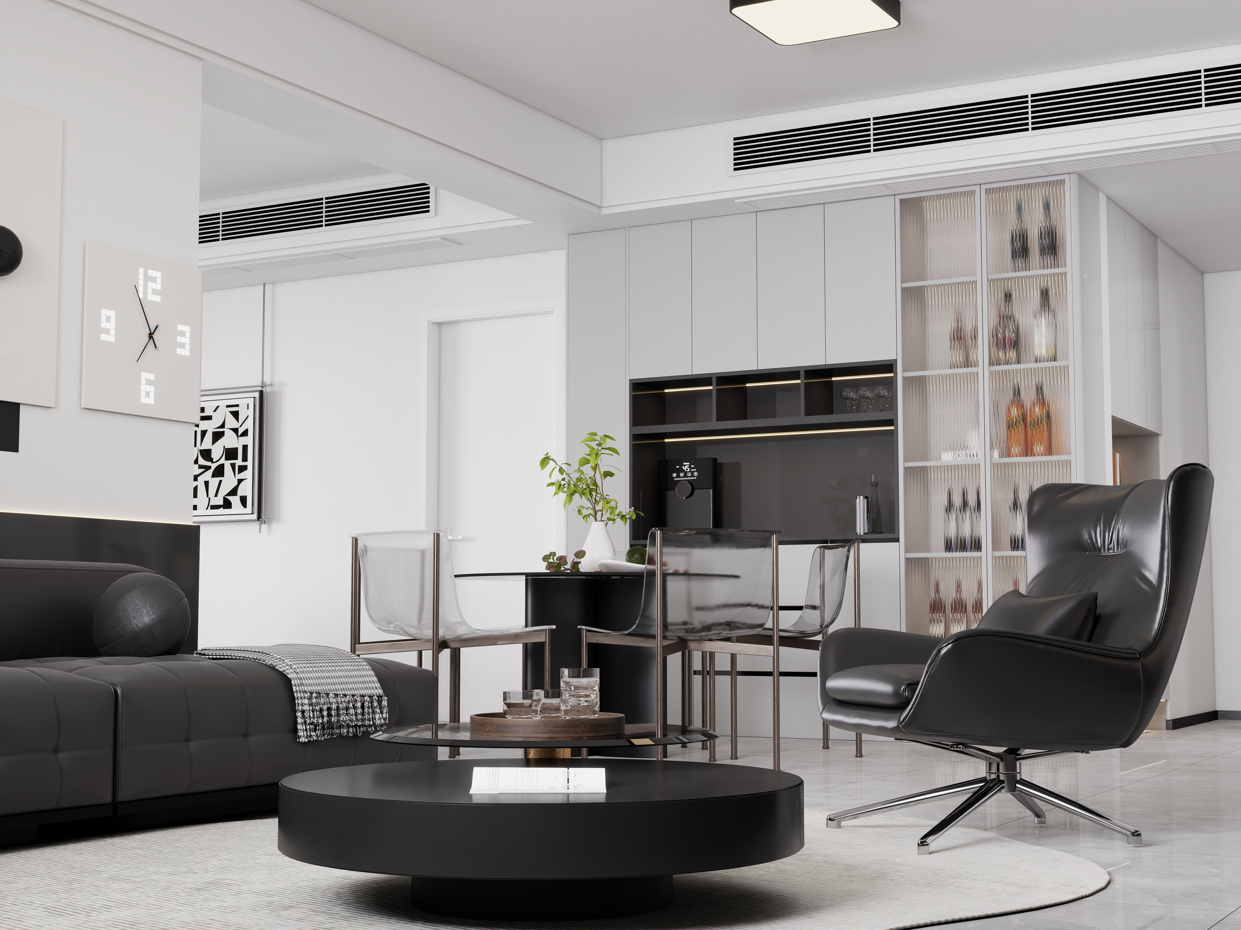 庄育霖-府琛花园140平现代黑白灰3室-装修设计方案