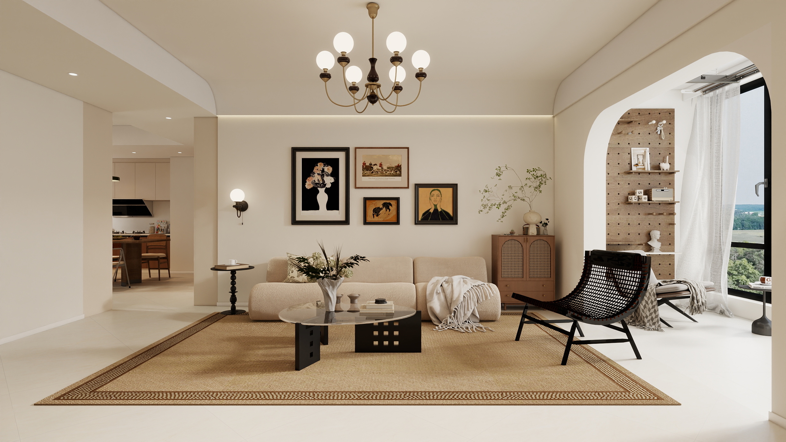 -全景效果图-奶油117㎡3室装修效果图