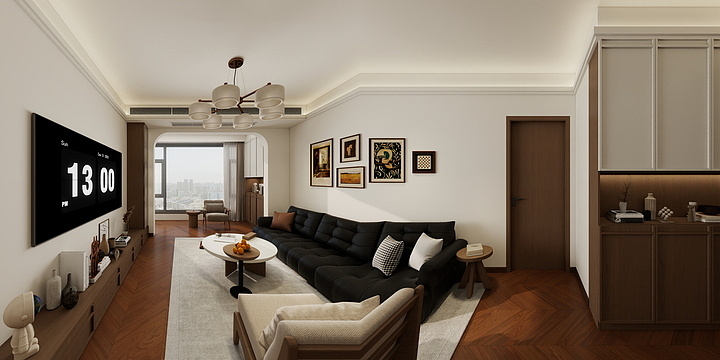 绘图员101-中古风7.2-客餐厅-装修设计方案