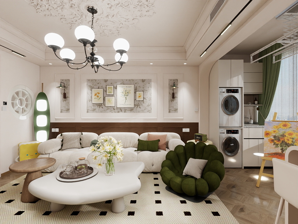 设计界的托尼老师-【奶油混搭】三室两厅100㎡-装修效果图