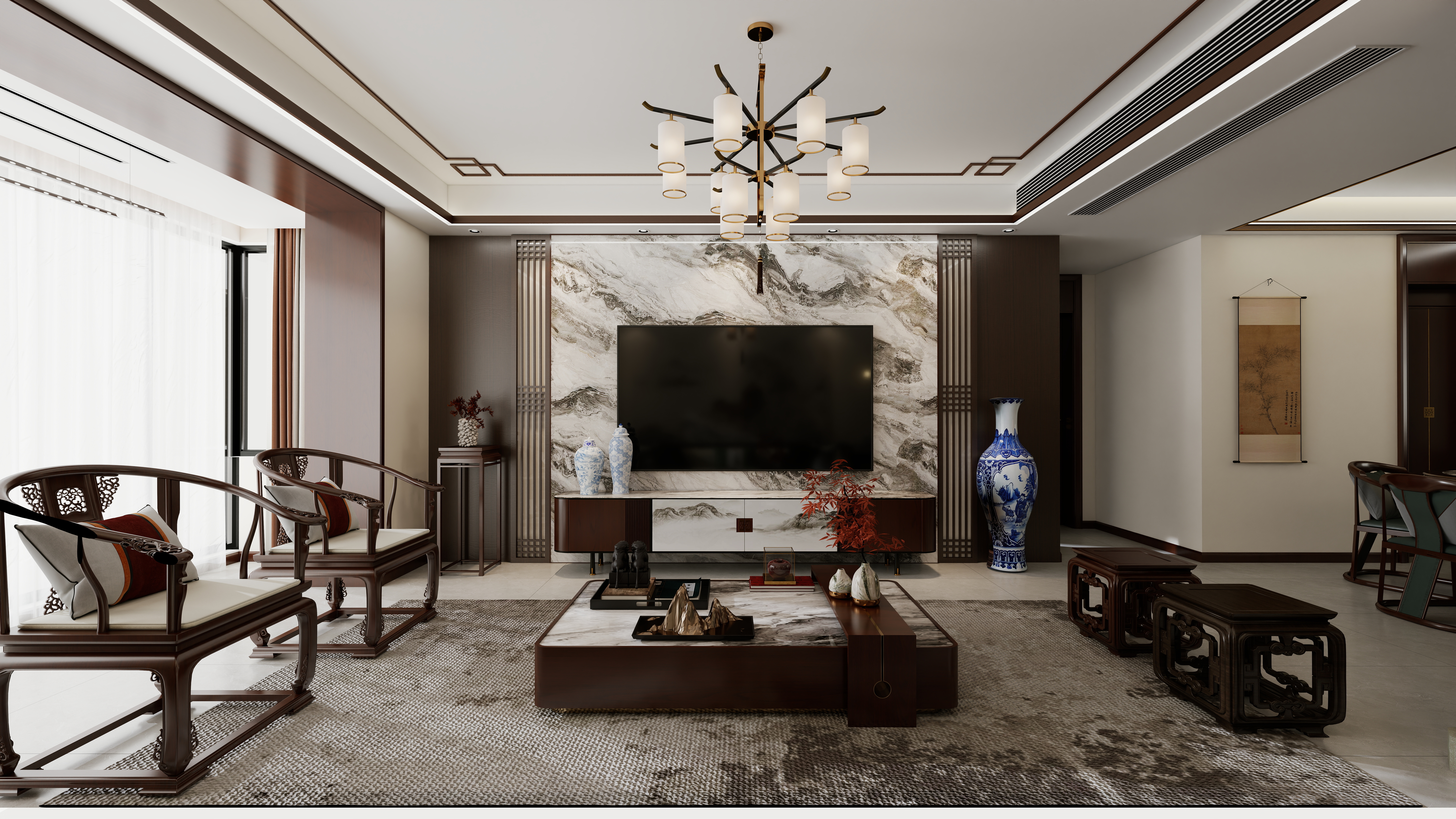 雅诗迈顶墙中心-新中式天韵系列-顶墙一体化-装修设计方案