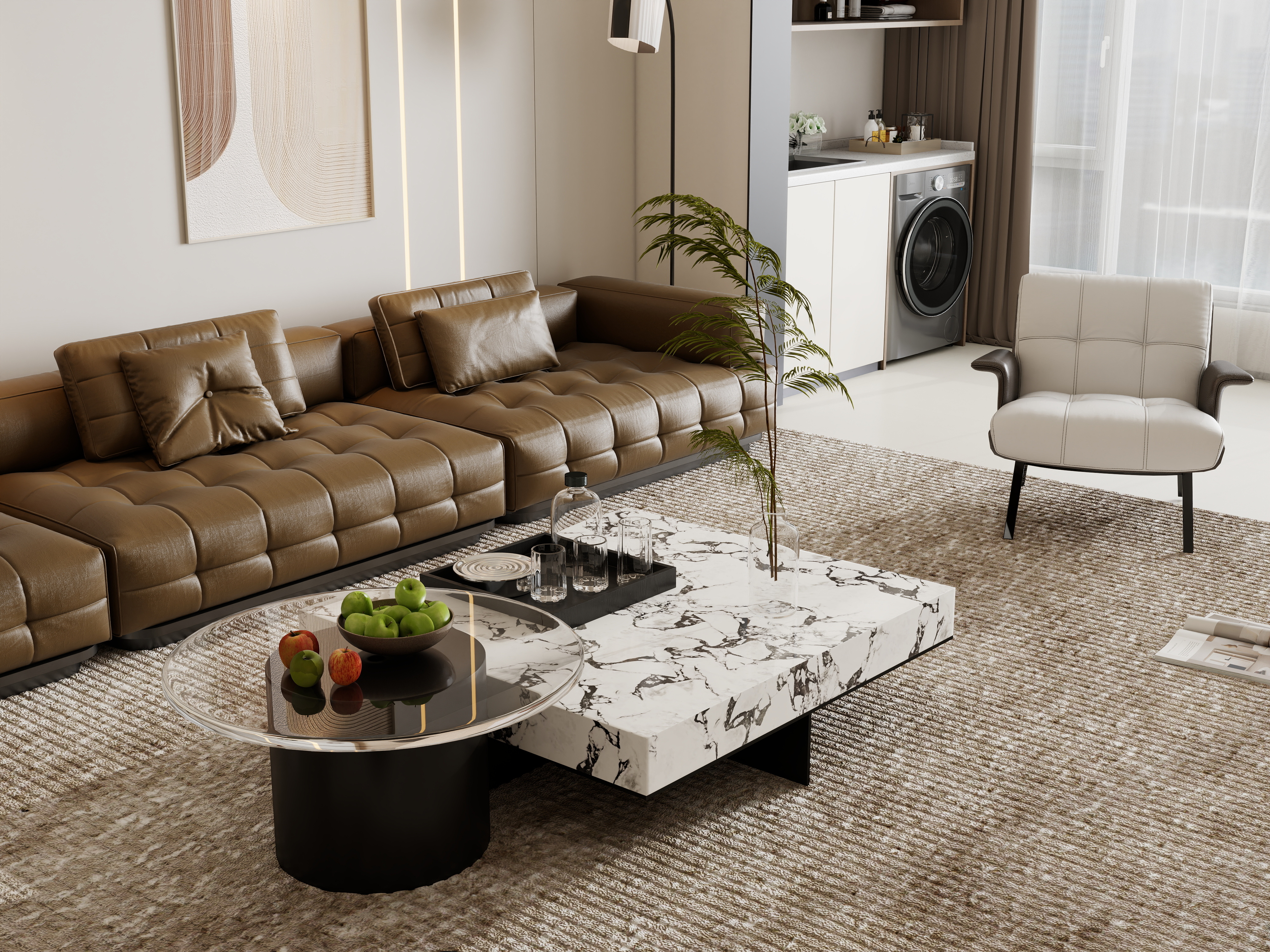 庄育霖-御水明珠136平奶油轻奢3室装修效果图