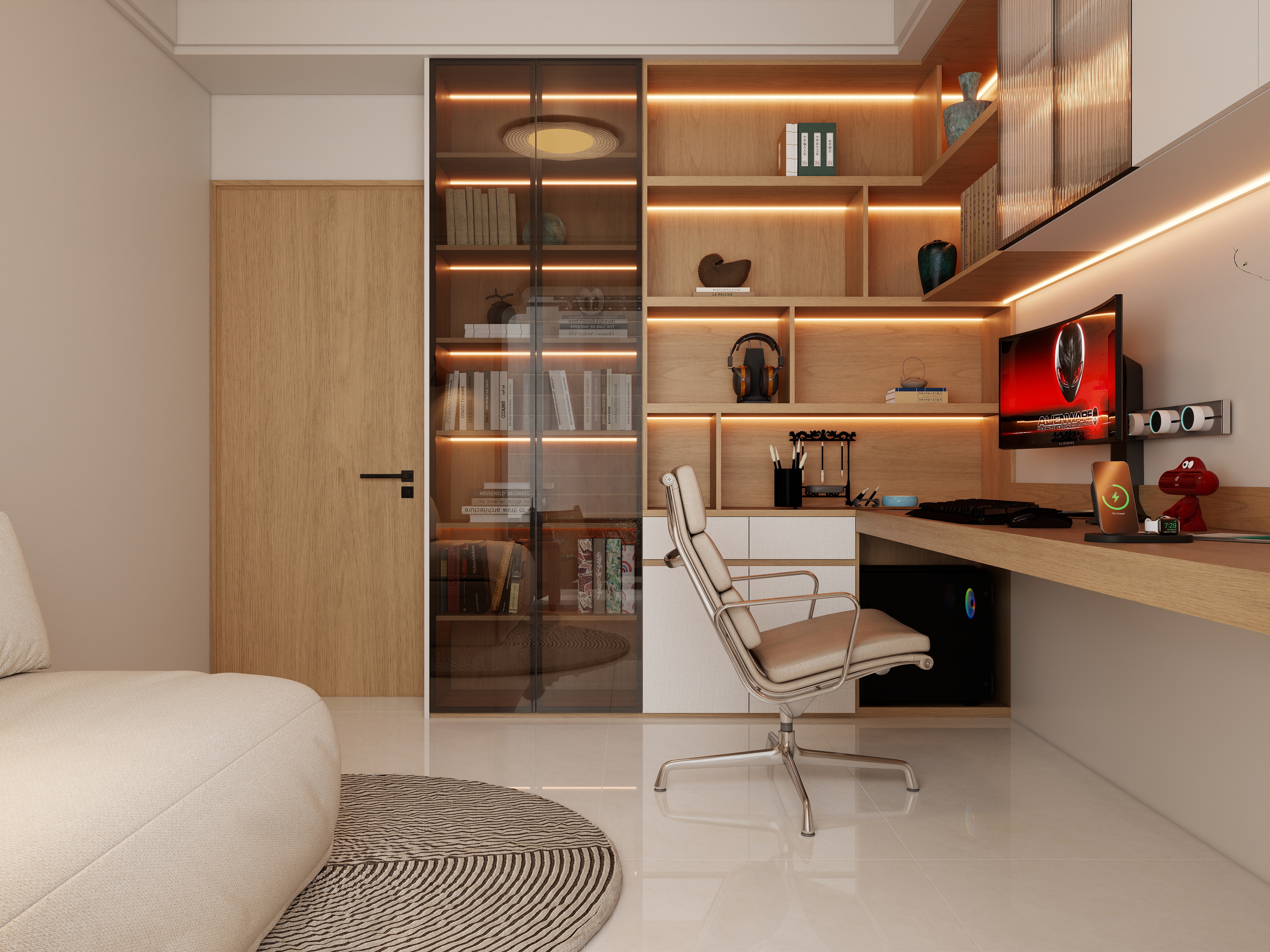 觅境设计工作室-131㎡3室现代中式装修效果图