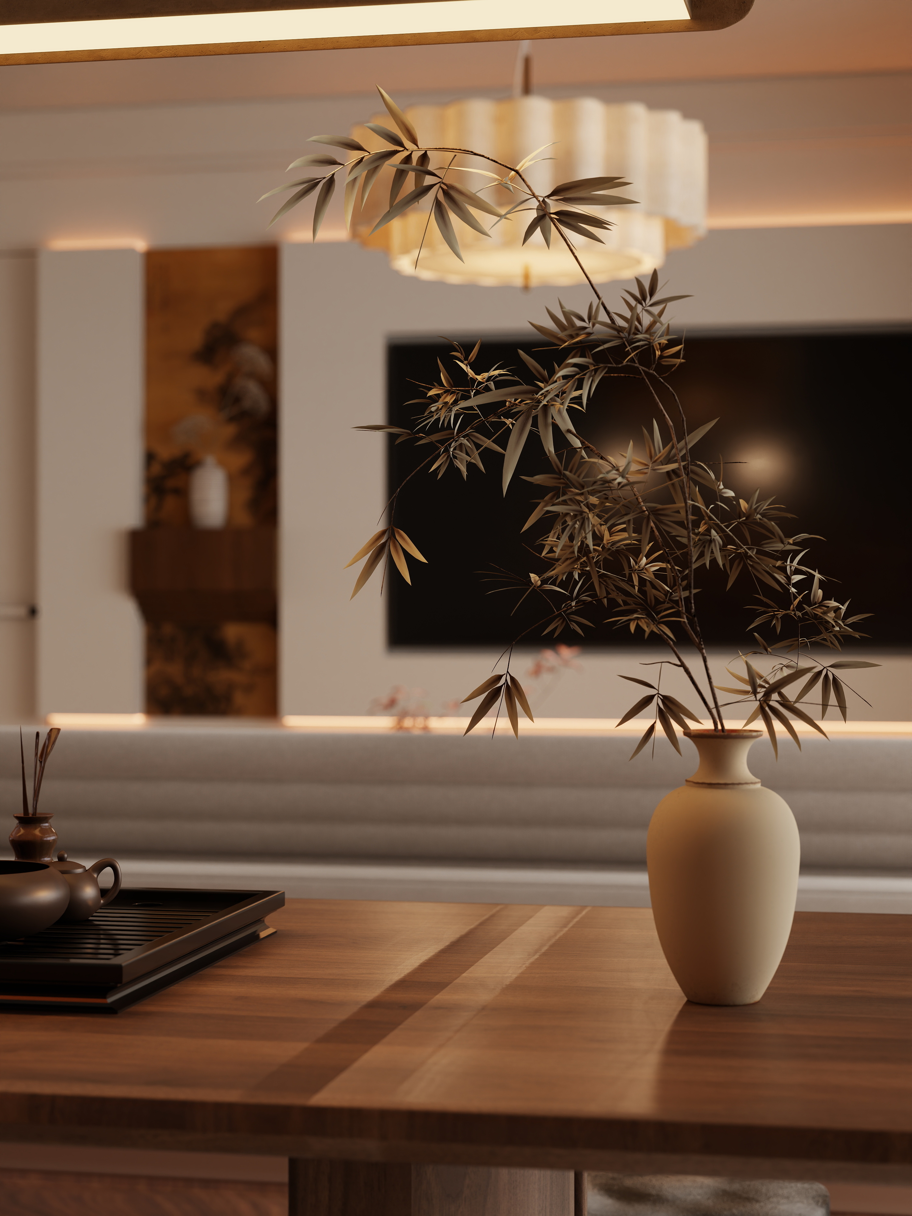 觅境设计工作室-131㎡3室现代中式装修效果图