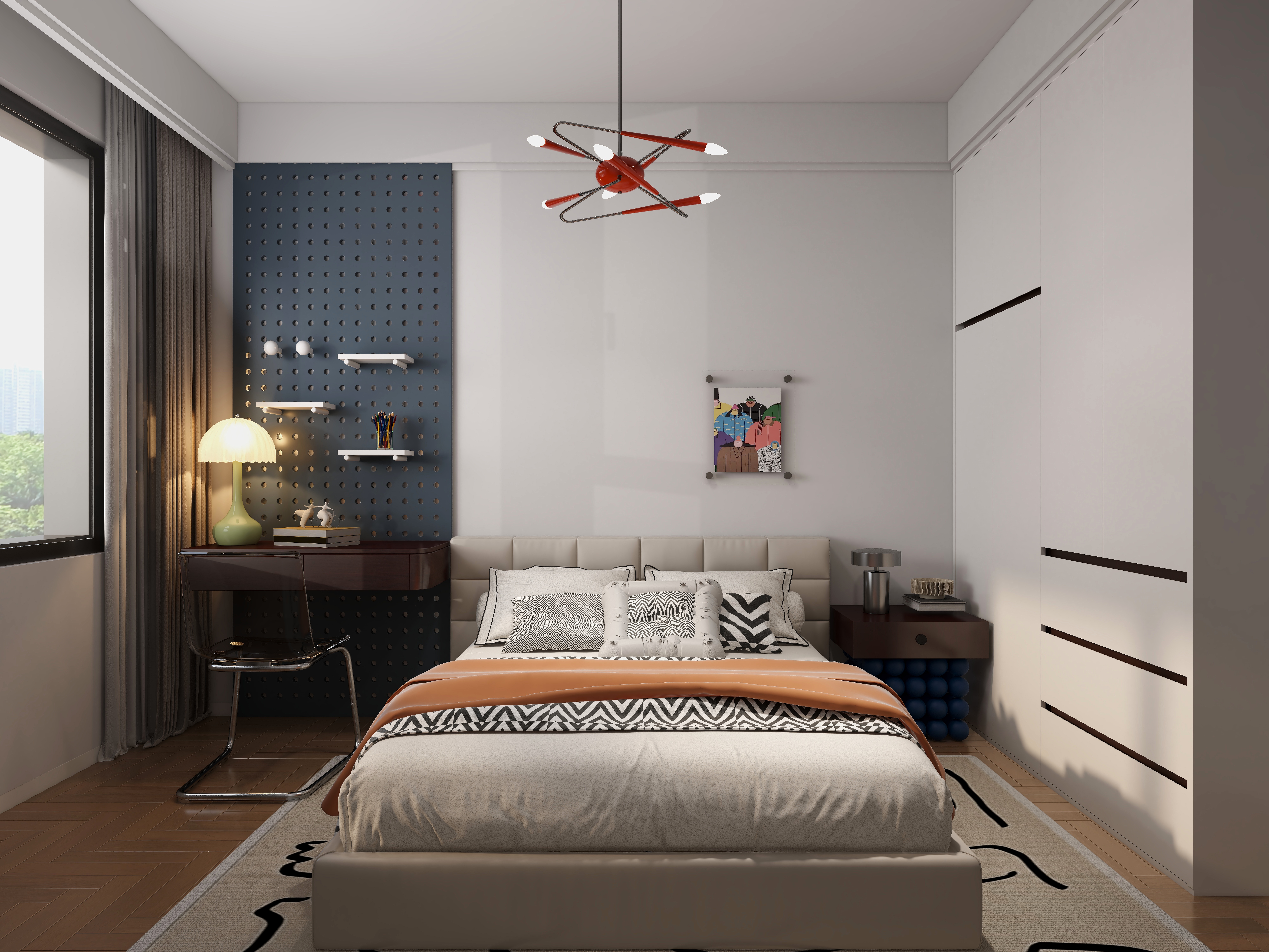 李青越-137方包豪斯风三居室一层儿童房装修效果图第3张