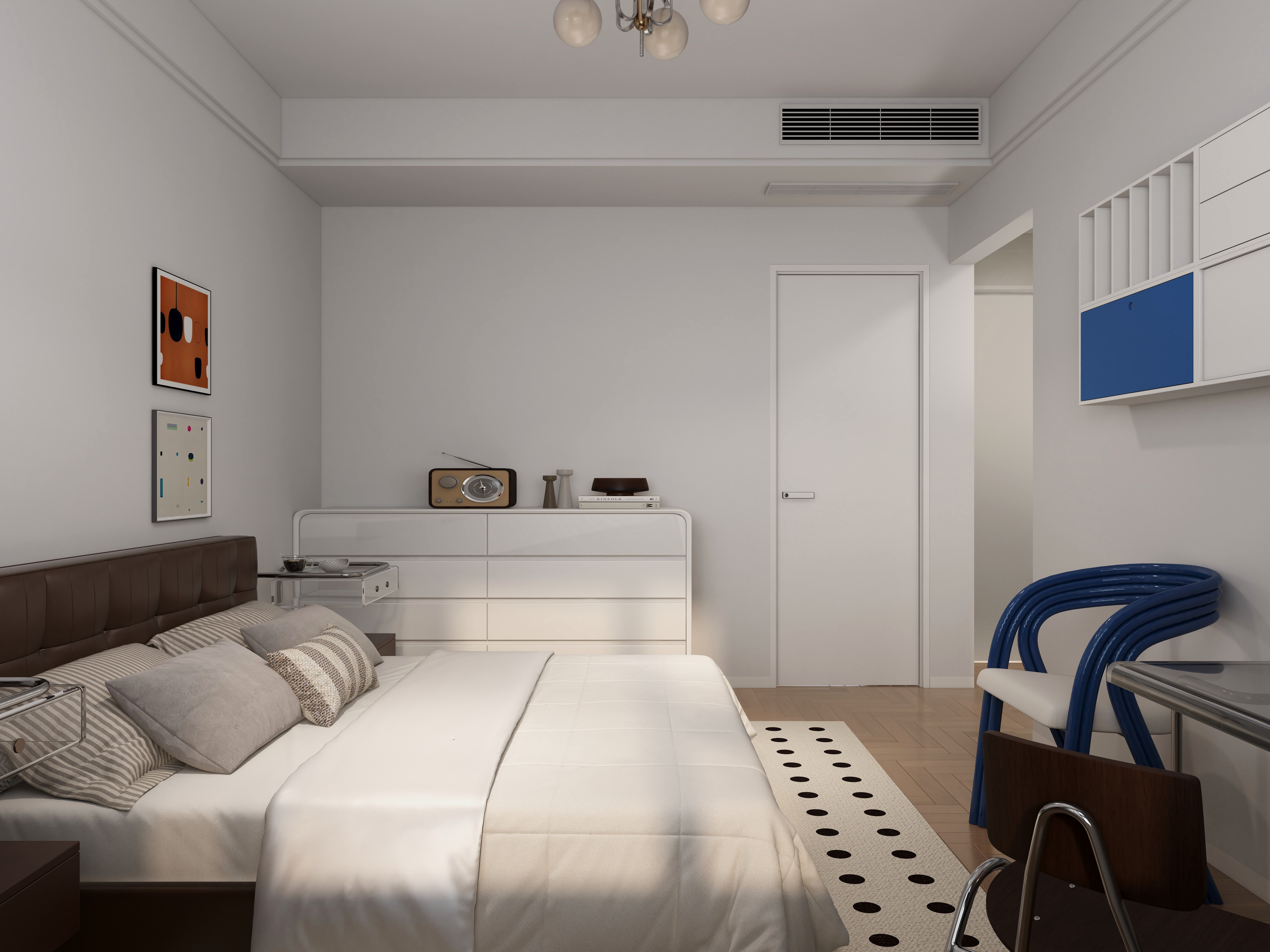 李青越-137方包豪斯风三居室一层主卧装修效果图第2张