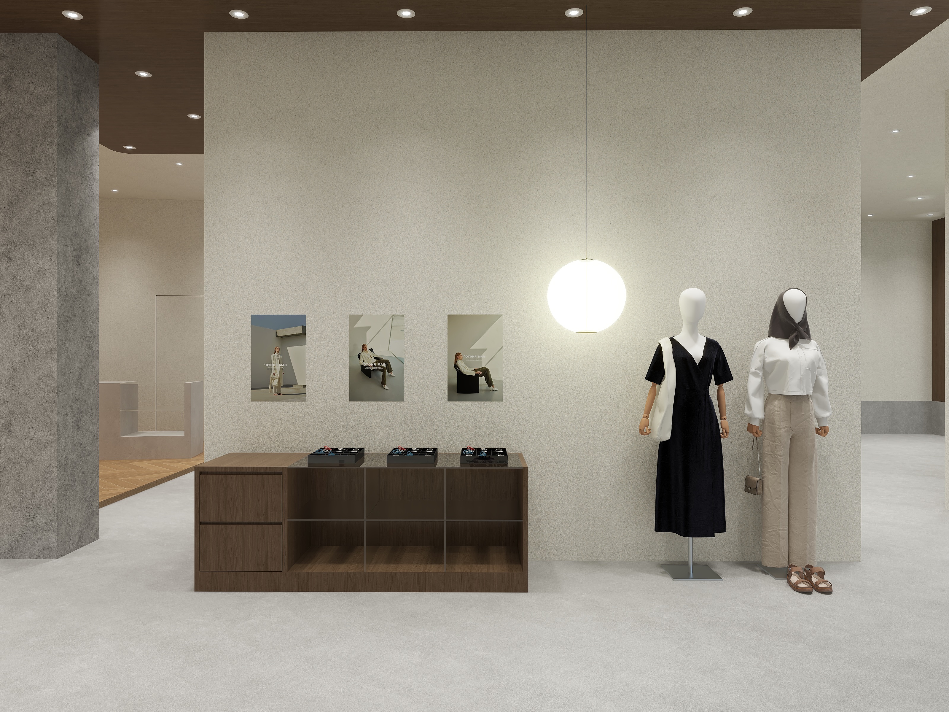 饼饼睡醒辽-轻奢侘寂女装店-装修设计方案