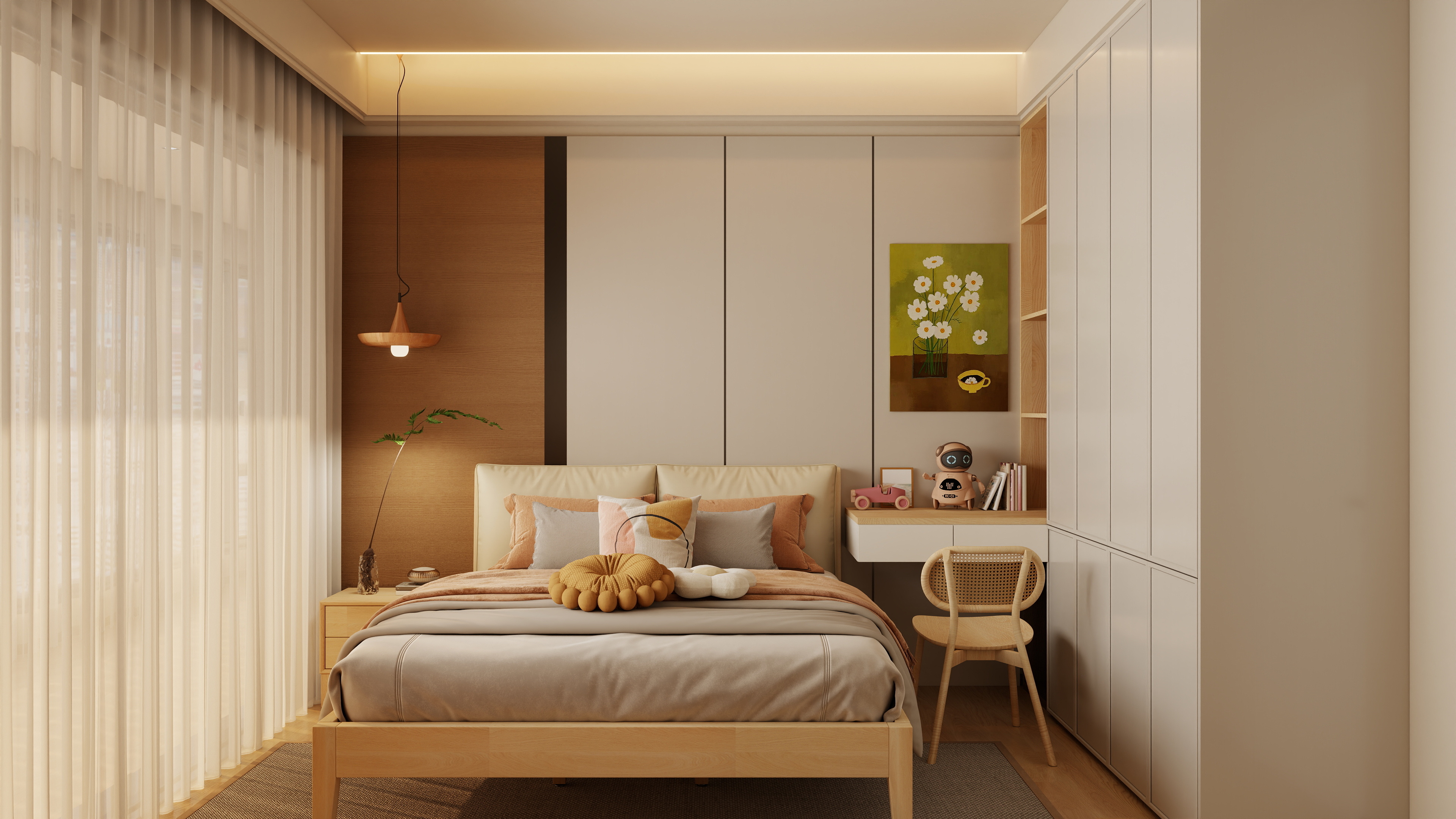 大金空调官方-150㎡原木风三居，打造自然与烟火气的平衡美学装修效果图