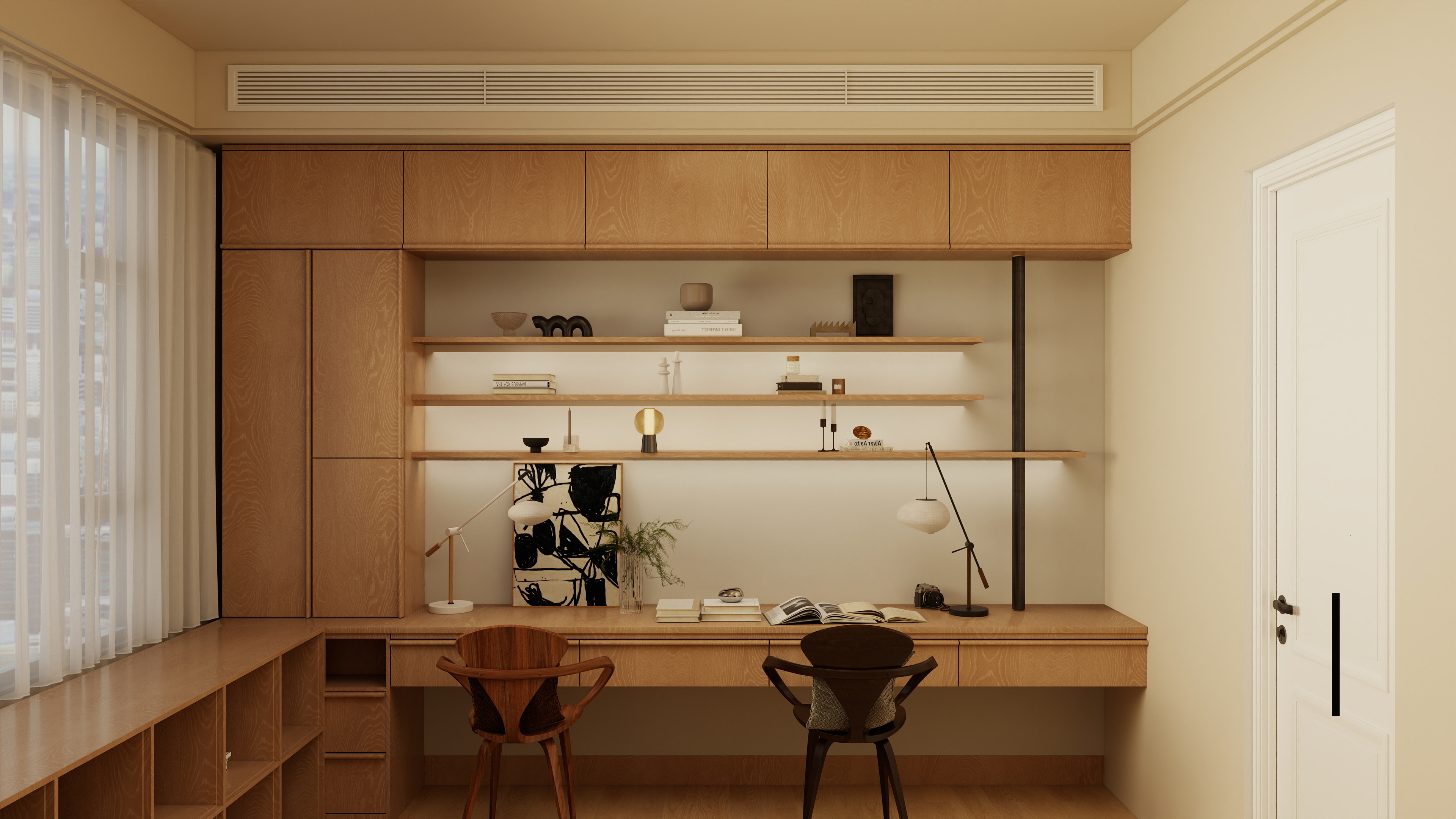 大金空调官方-150㎡原木风三居,打造自然与烟火气的平衡美学装修效果图