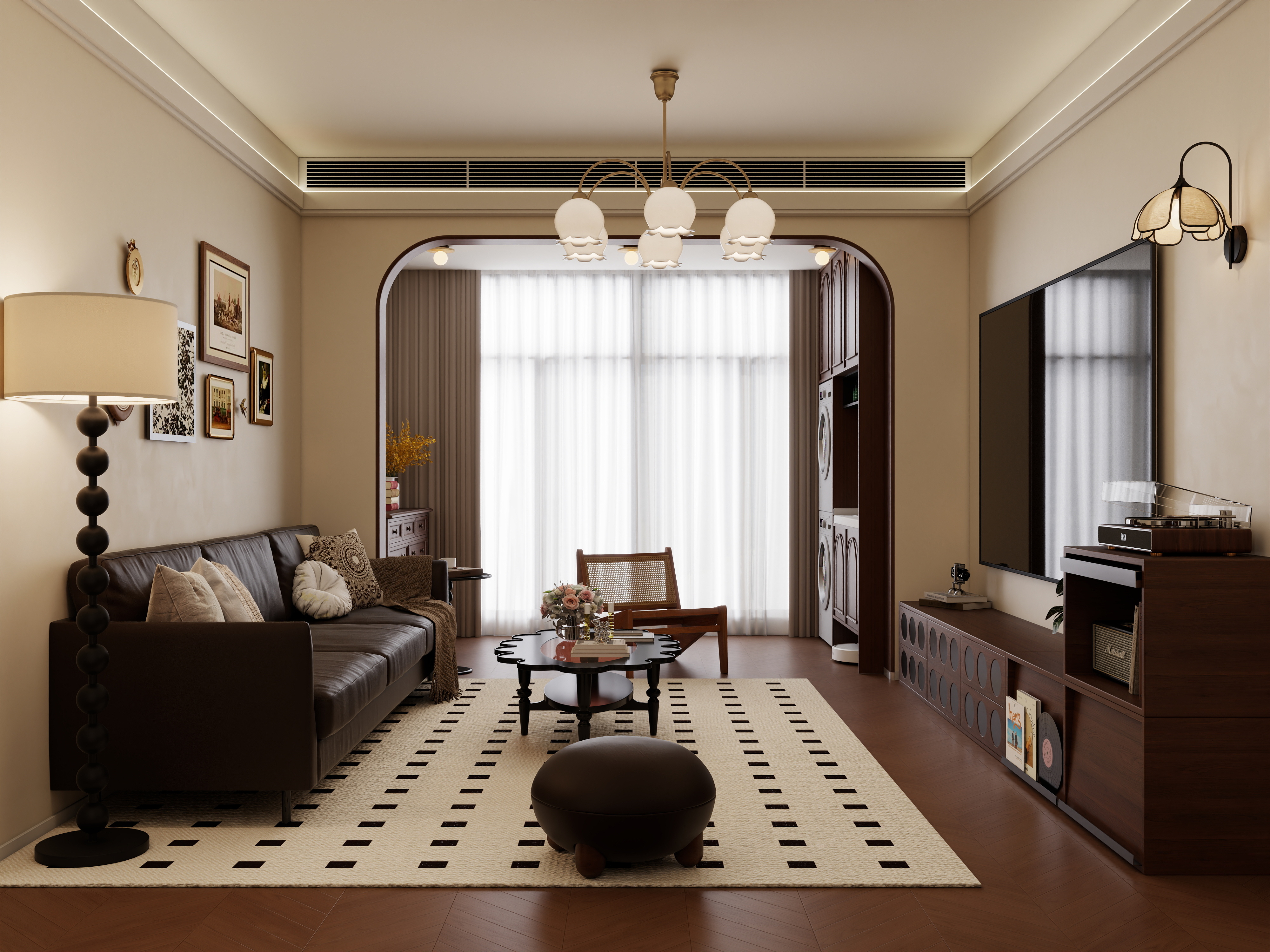 李佳洋-银河花园101平中古风3室装修效果图