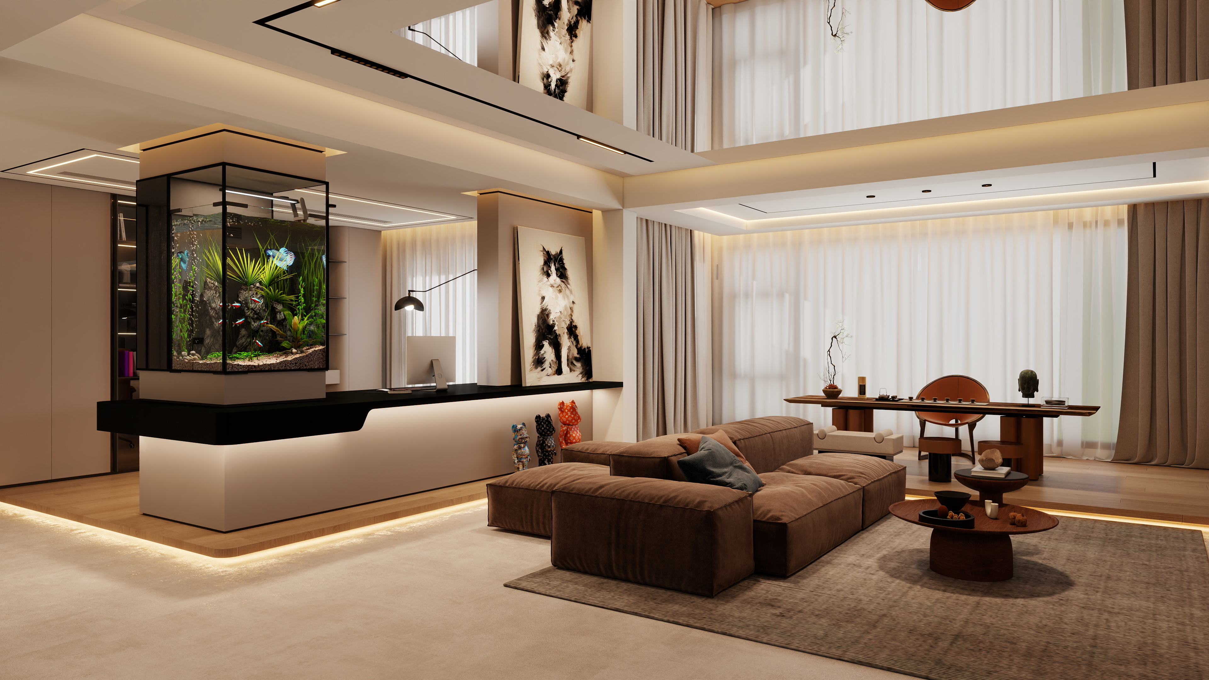 大金空调官方-镜界无垠 · 光影重构—90㎡轻奢客餐厅设计-装修设计方案