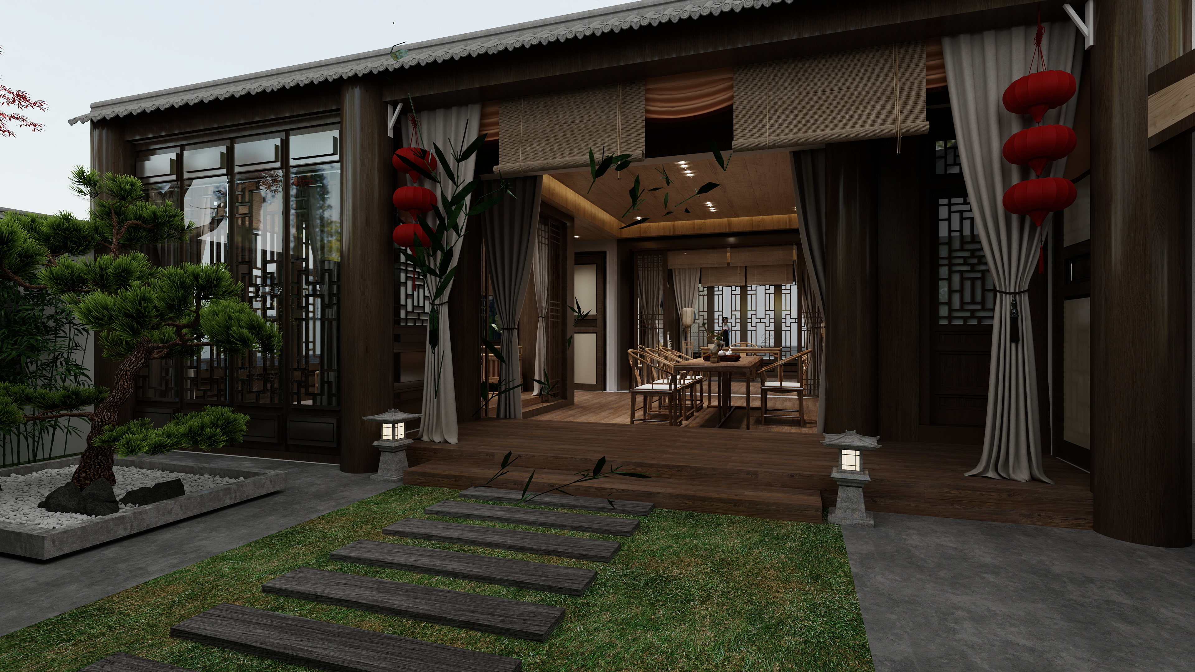 现代实验室设计-中式风茶馆67.36m²-装修设计方案