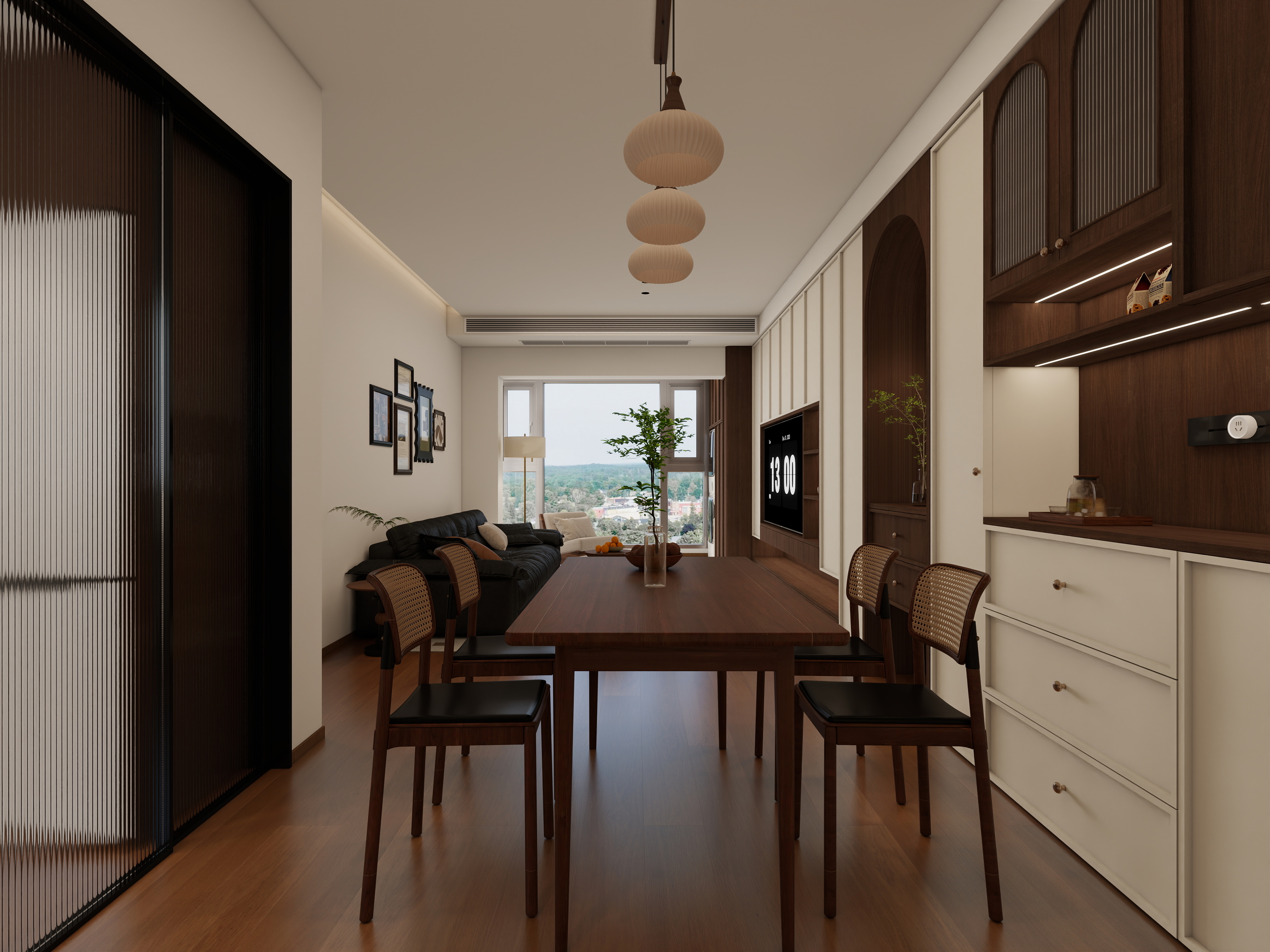 CrazyKen-翠湖苑96㎡中古风3室装修效果图