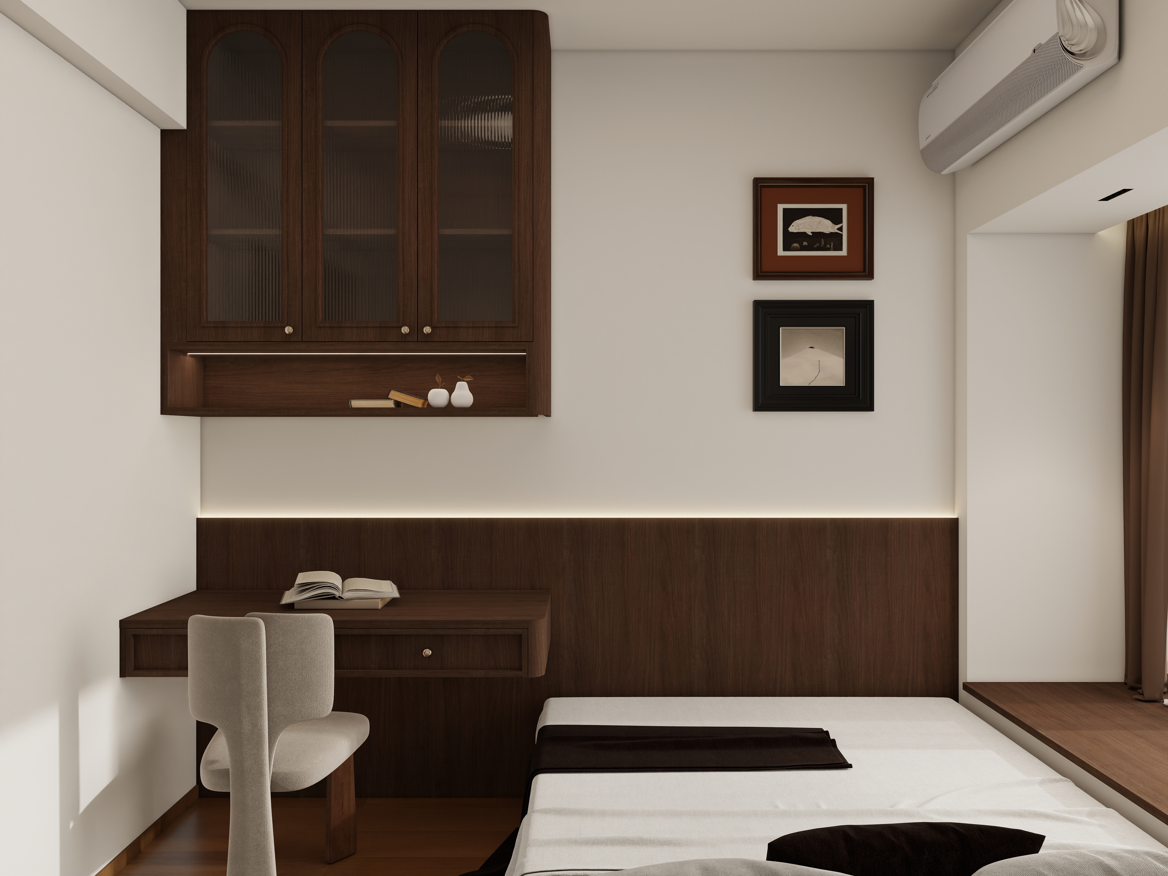 CrazyKen-翠湖苑96㎡中古风3室装修效果图