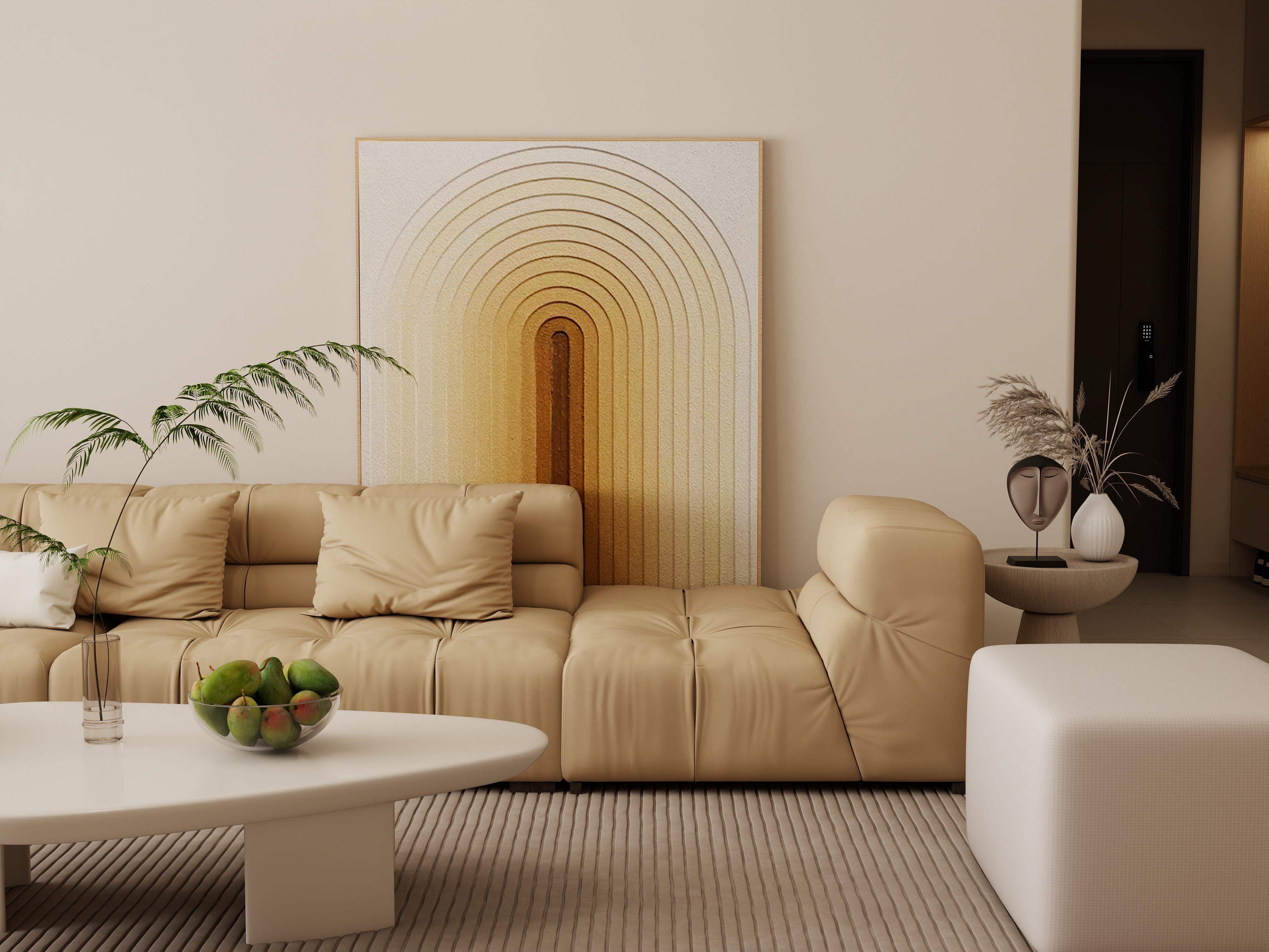 庄育霖-唐樾青山119平奶油原木风3室装修效果图