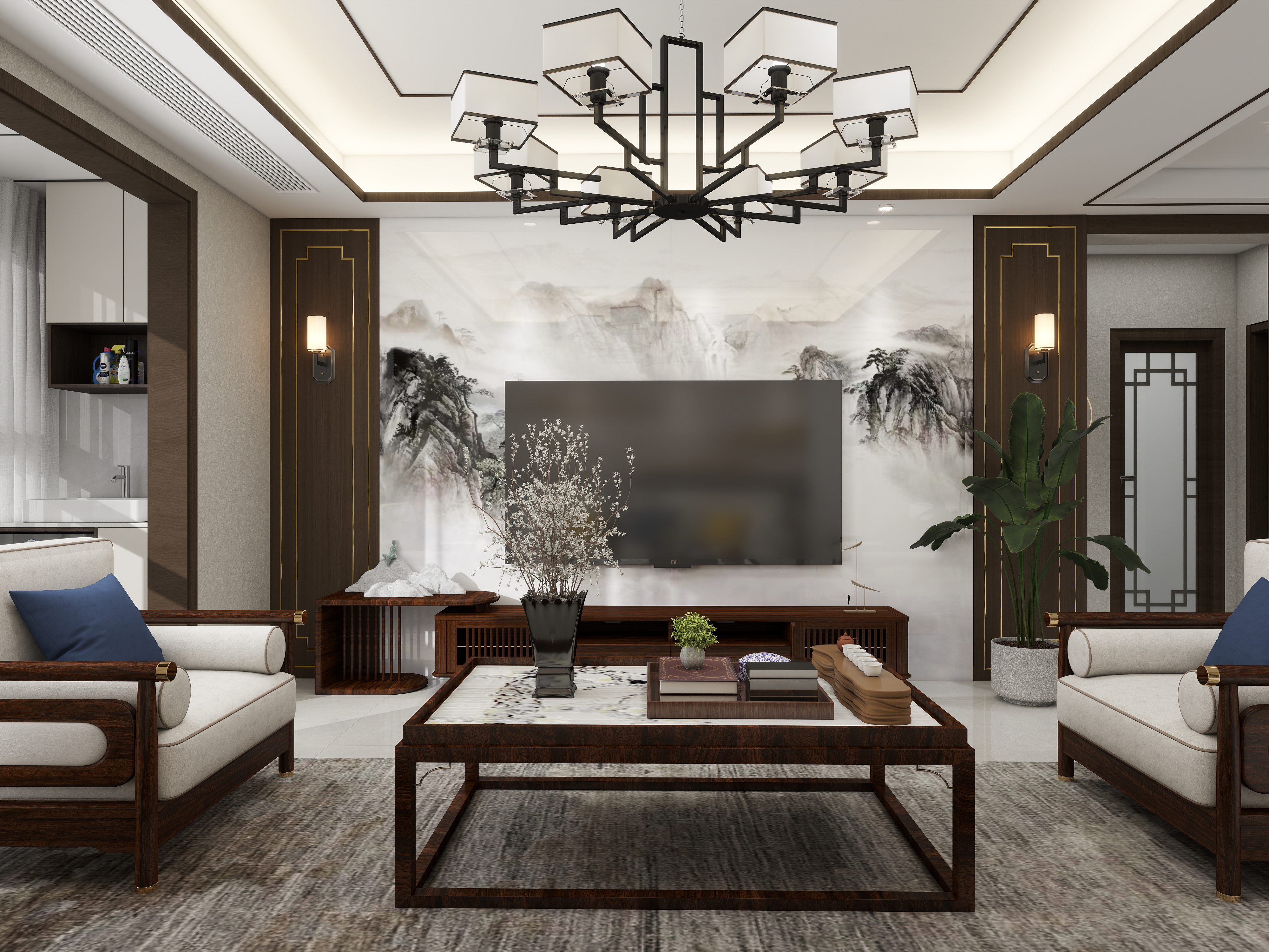 艺心装饰公司-新中式135㎡3室-装修设计方案