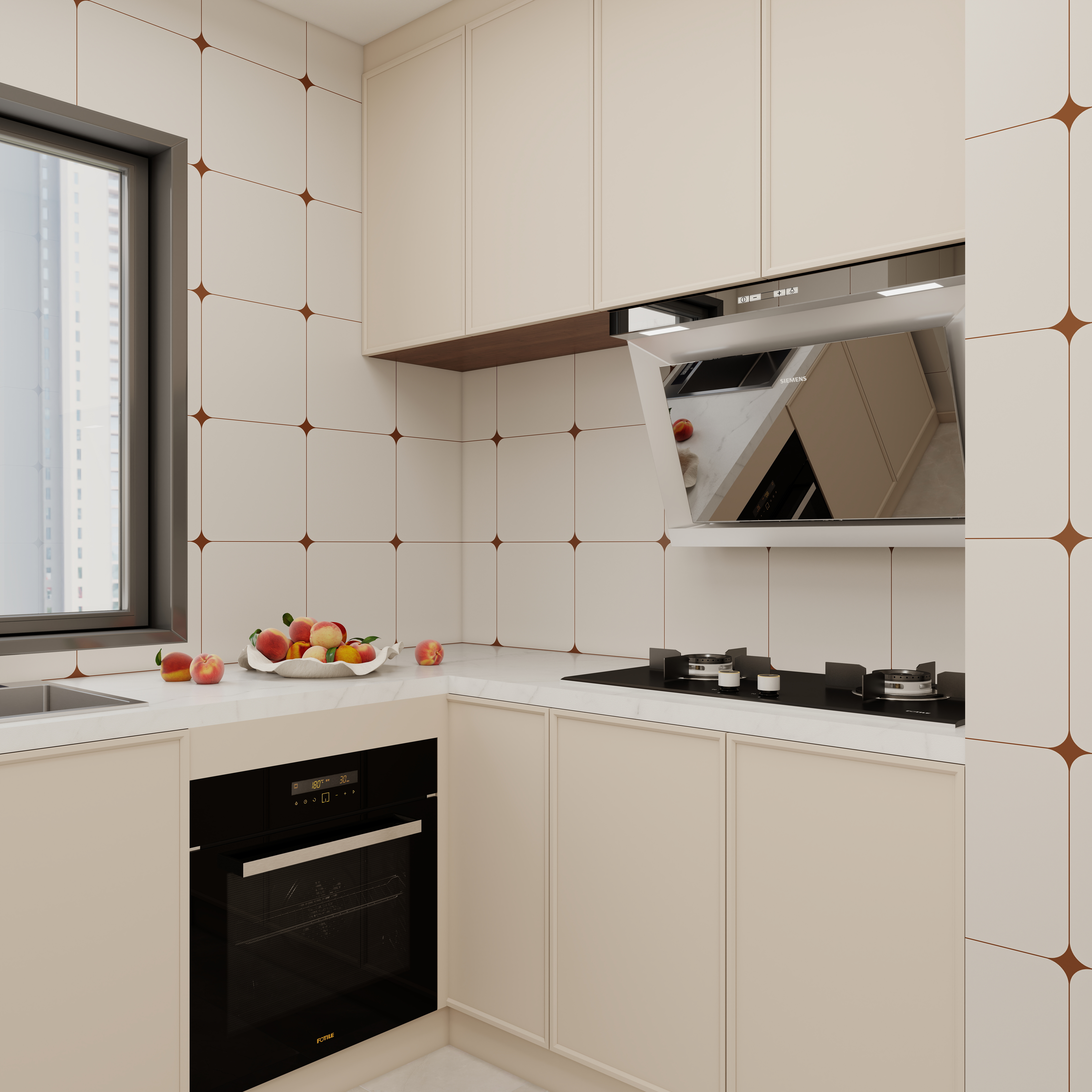 壹诺设计工作室-奶油复古风 一层客餐厅装修效果图第4张