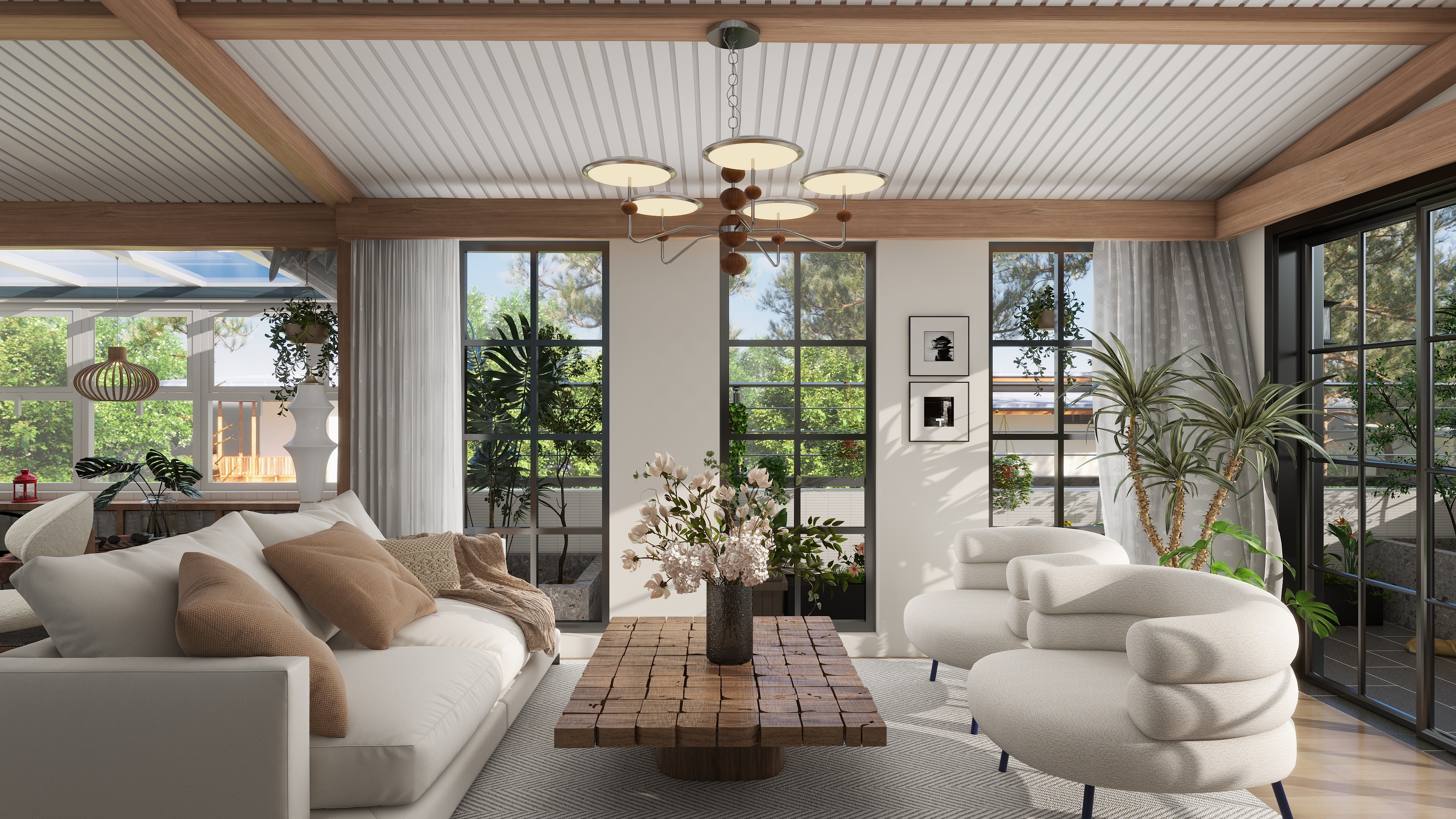 设计师言色-166平米四居室带露台 自然风装修效果图