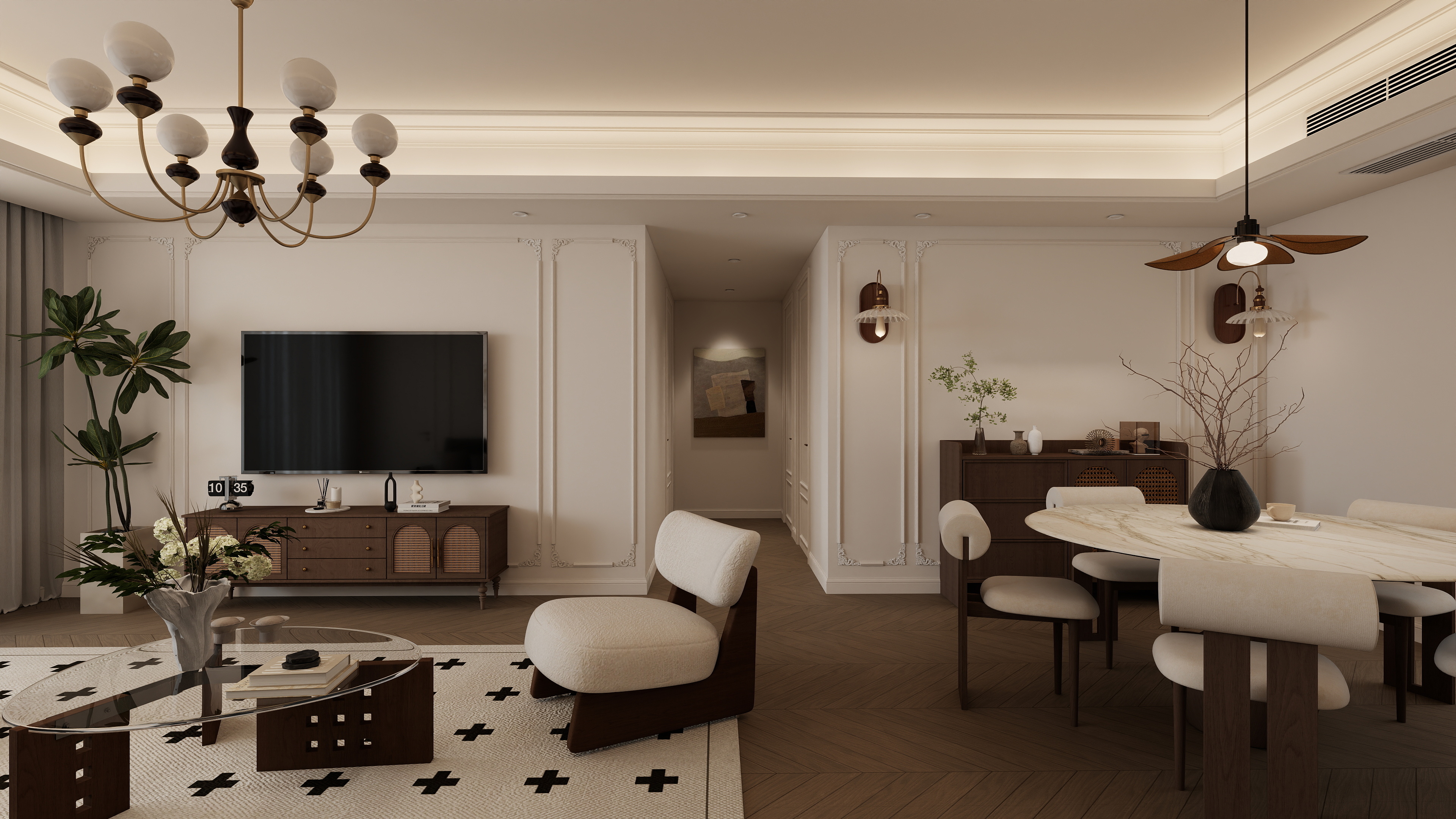 布丁cc-法式中古-143m²3室装修效果图