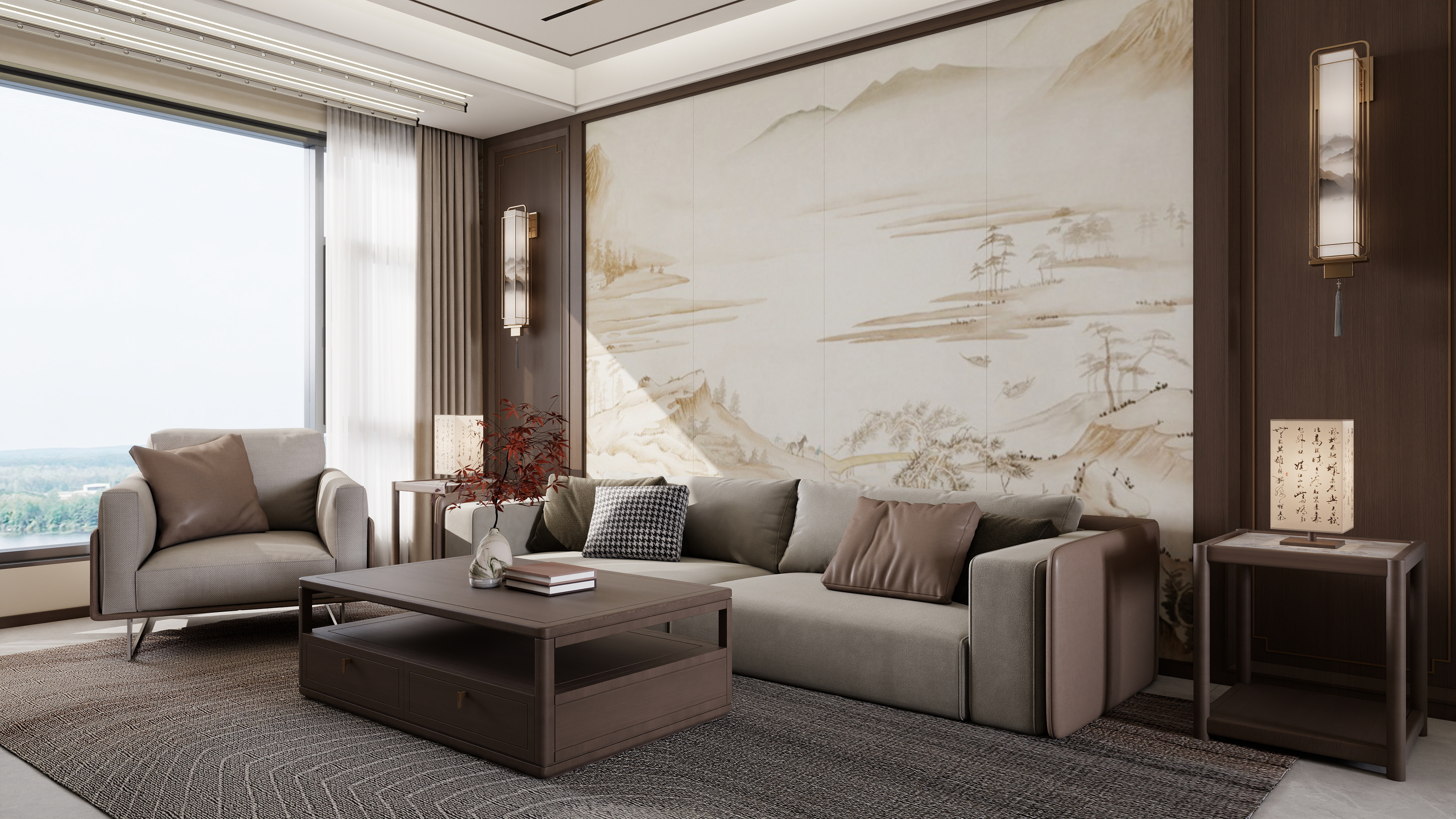 庄育霖-惠福佳居87平新中式3室装修效果图