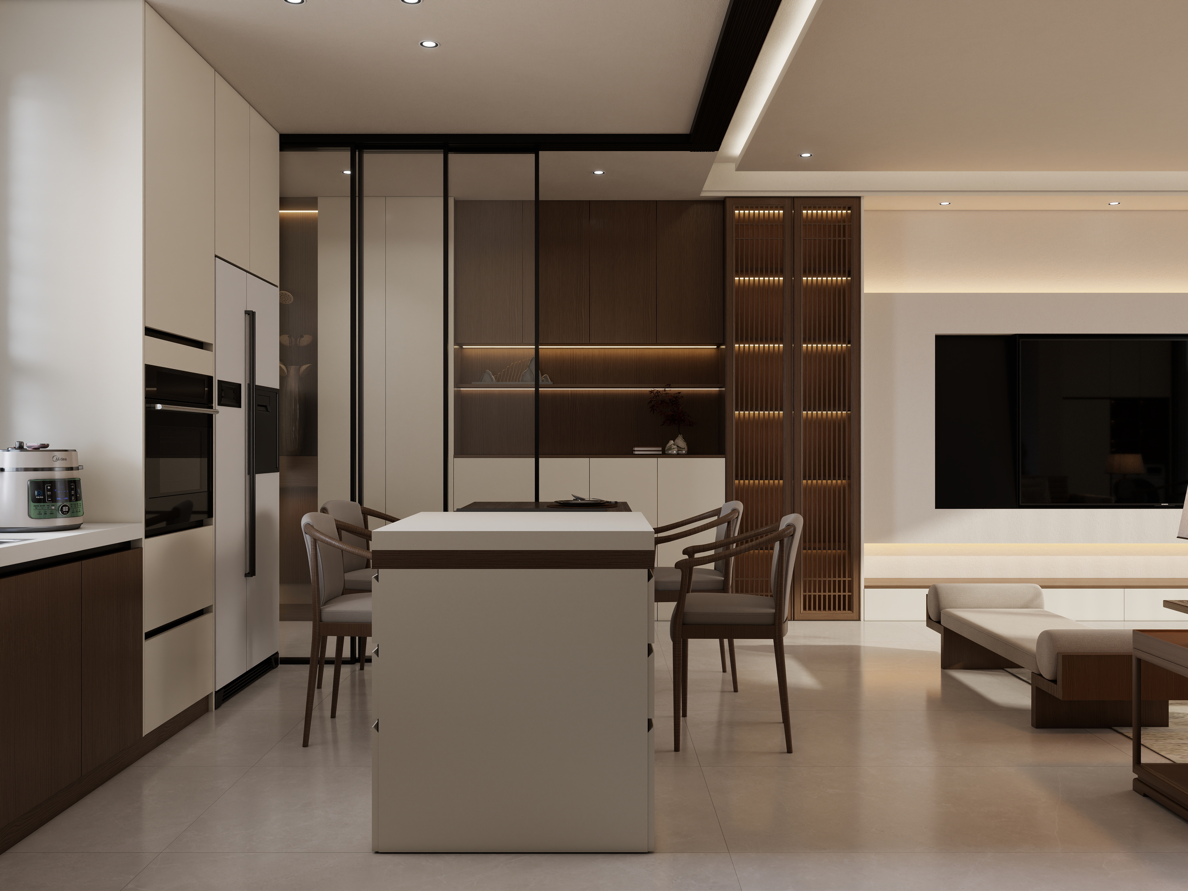 庄育霖-富豪花园106平宋式3室装修效果图