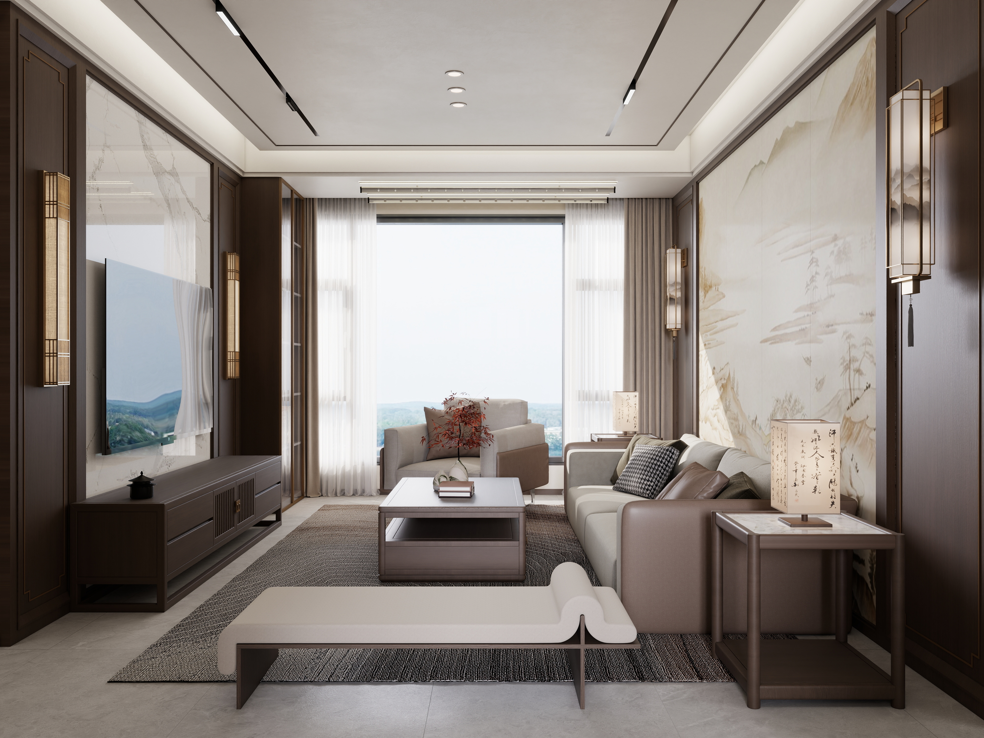 庄育霖-惠福佳居87平新中式3室装修效果图