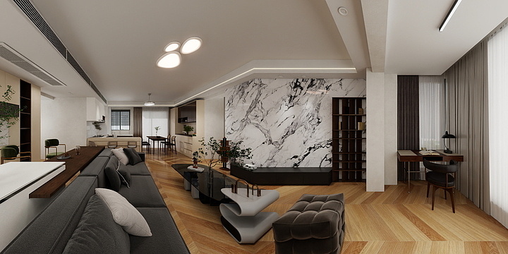 トントン-鸿景明园10栋-01户型121.16㎡-中古风-装修设计方案