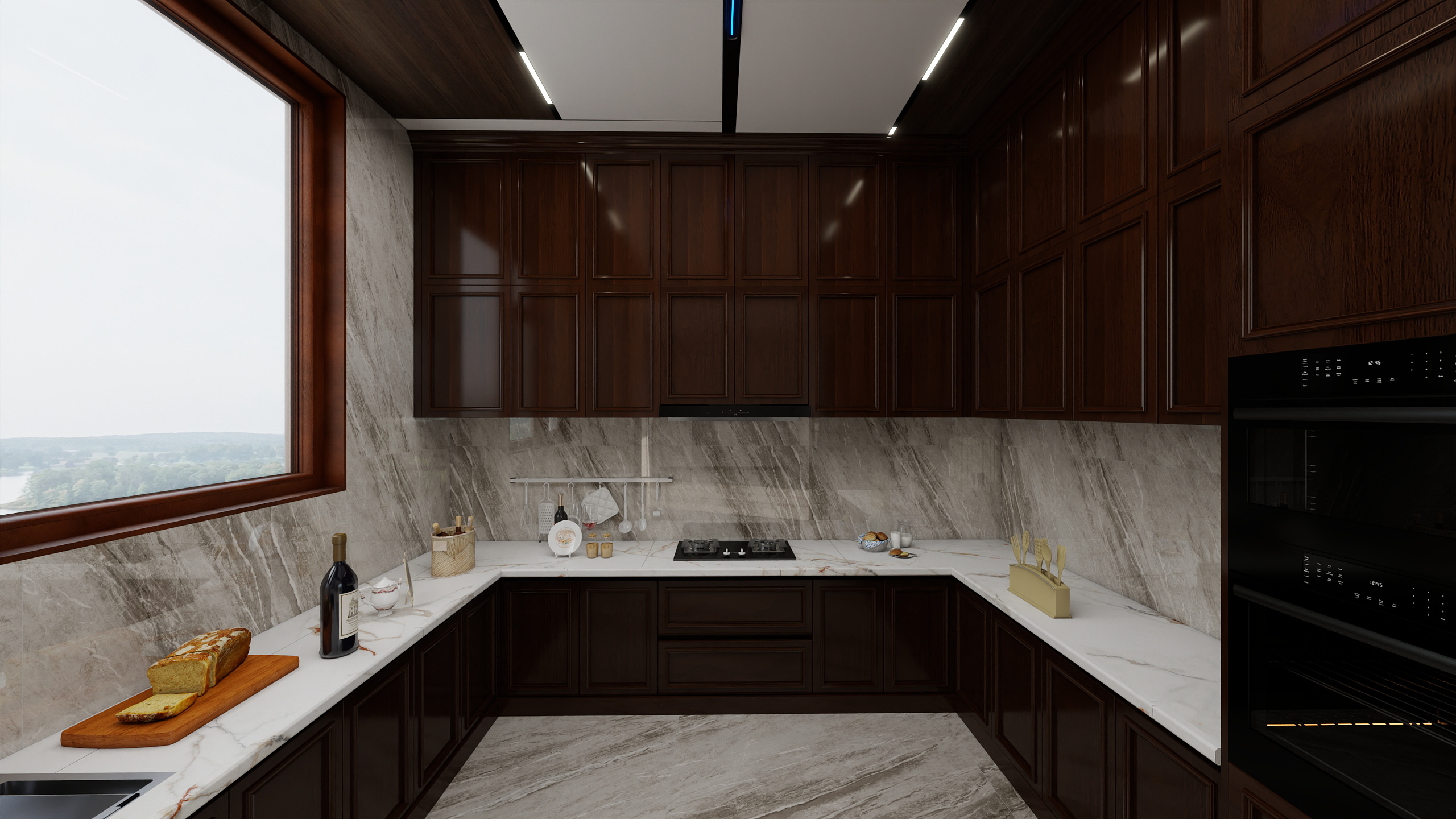 芷偌-350平新中式自建别墅装修效果图