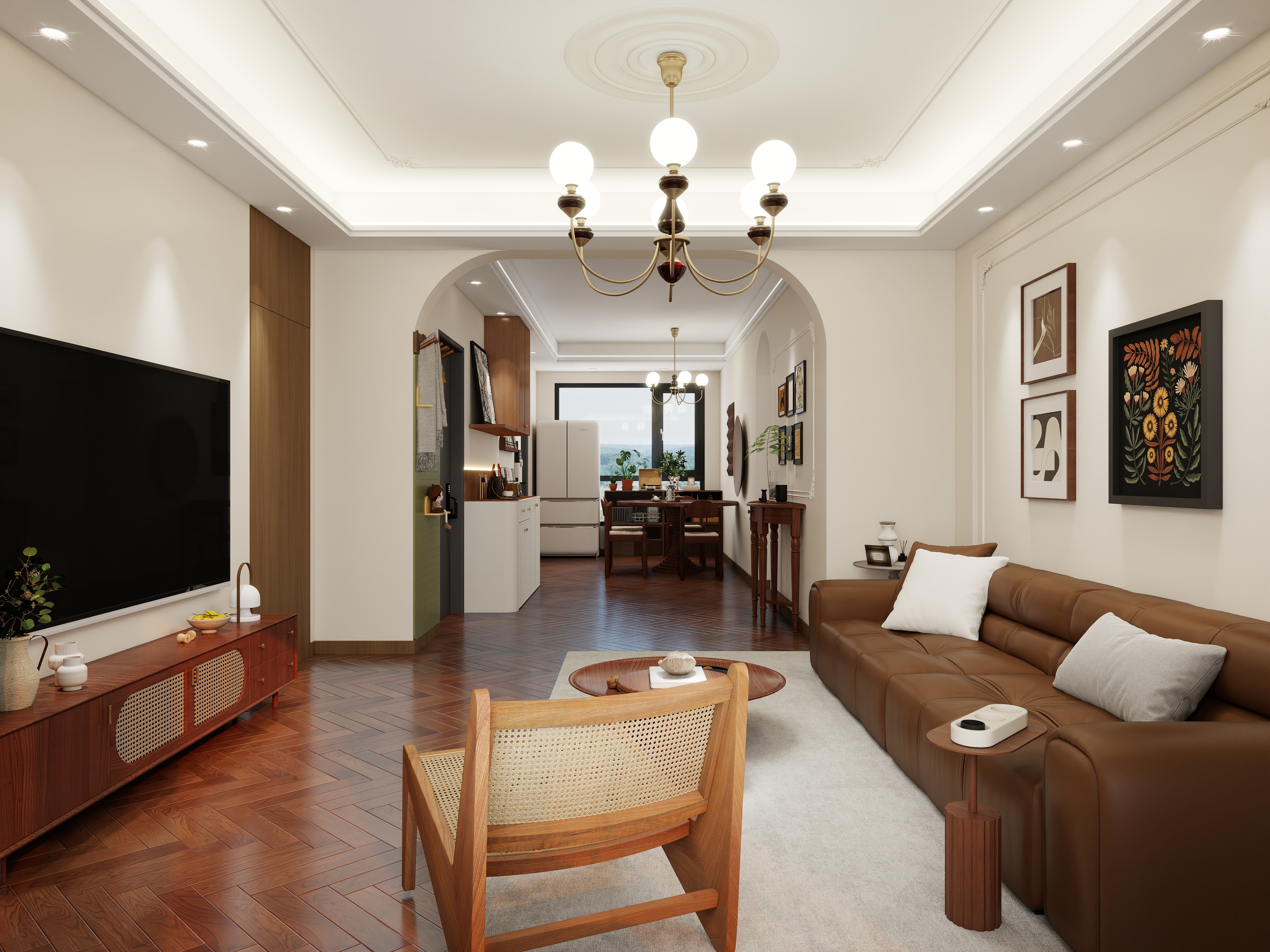 艺心装饰公司-中古风140㎡3室装修效果图