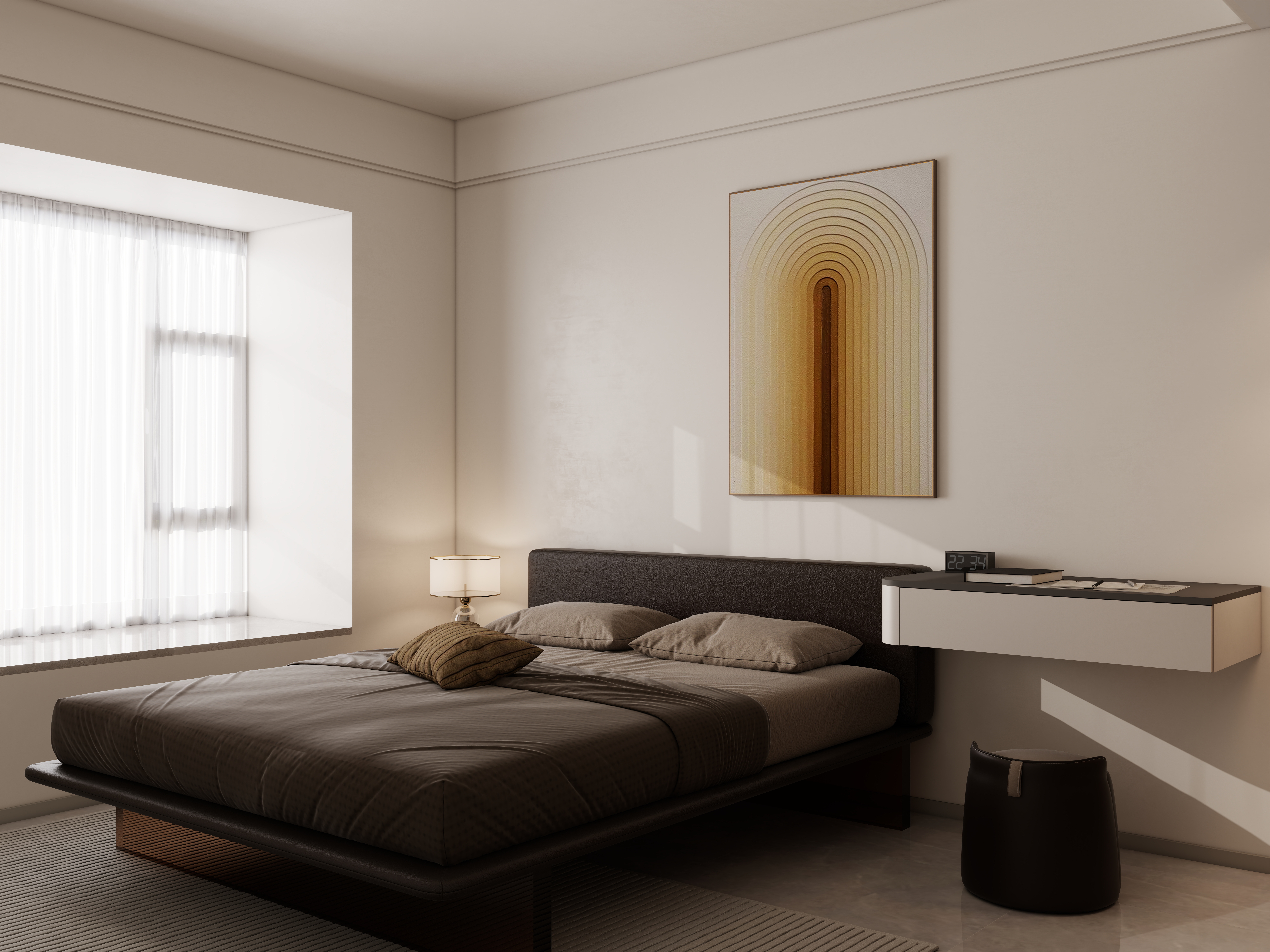 李佳洋-时代香树里106平现代简约3室一层主卧装修效果图第4张