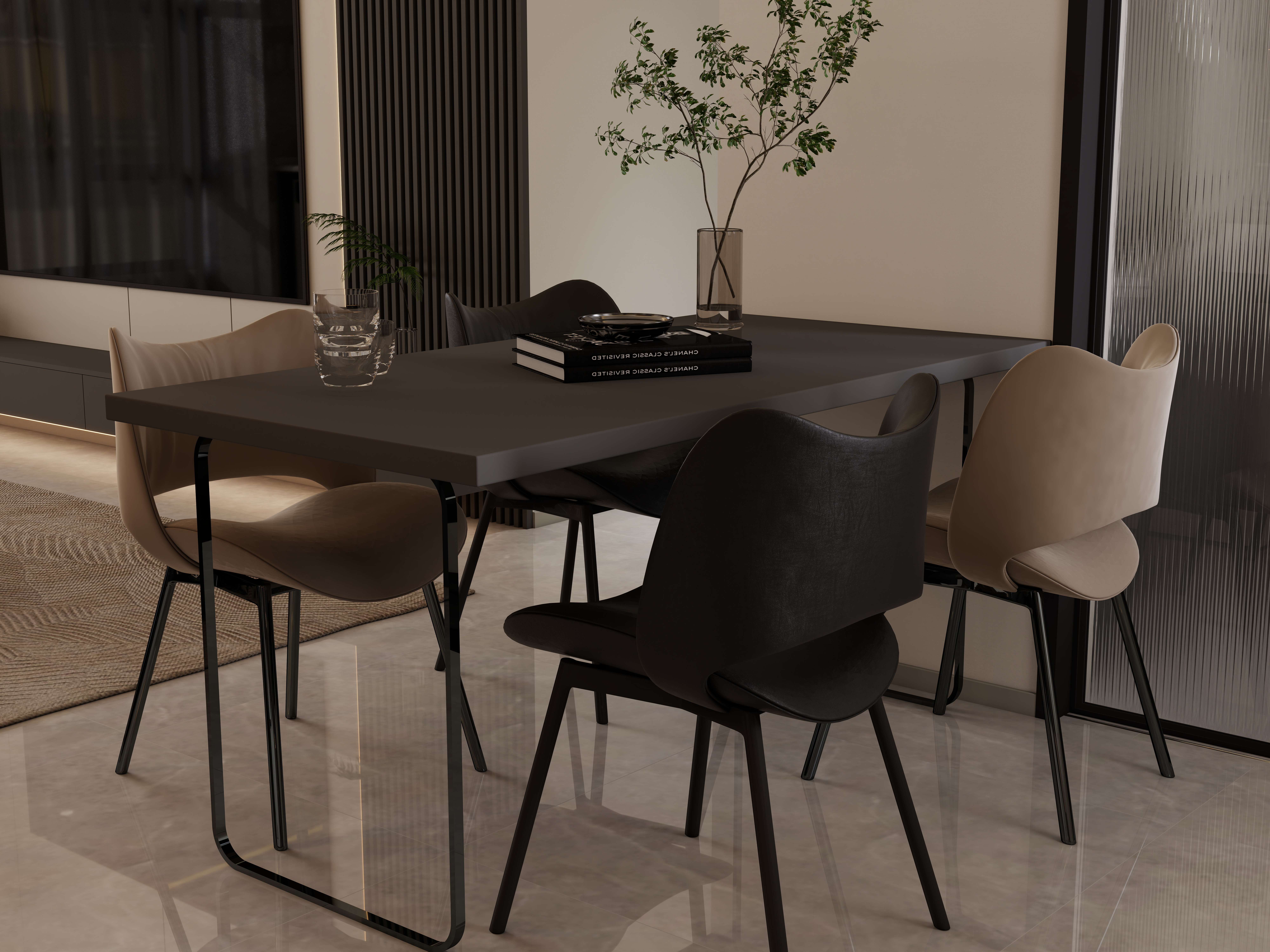 李佳洋-时代香树里106平现代简约3室一层客餐厅装修效果图第4张