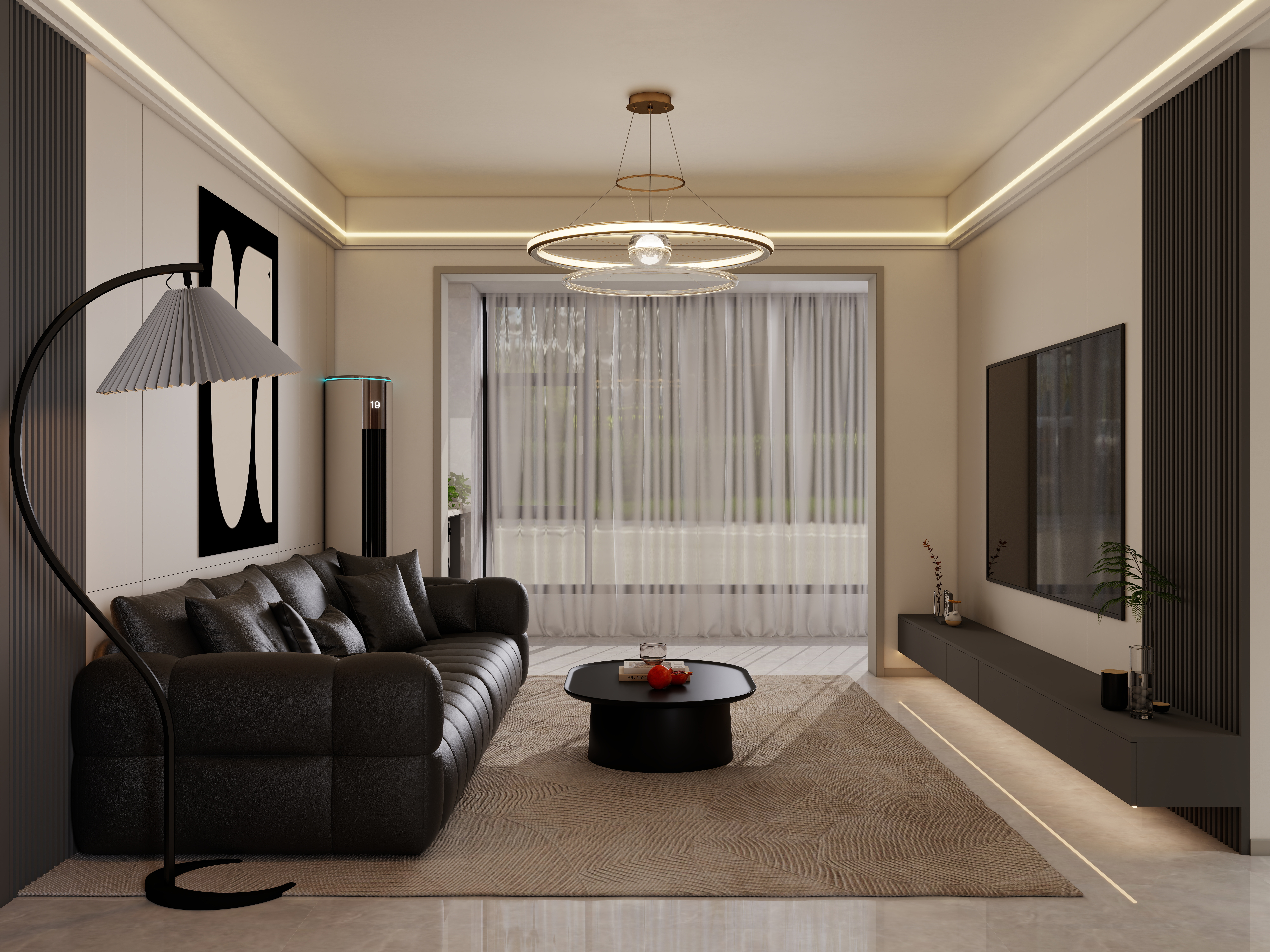 李佳洋-时代香树里106平现代简约3室一层客餐厅装修效果图第2张