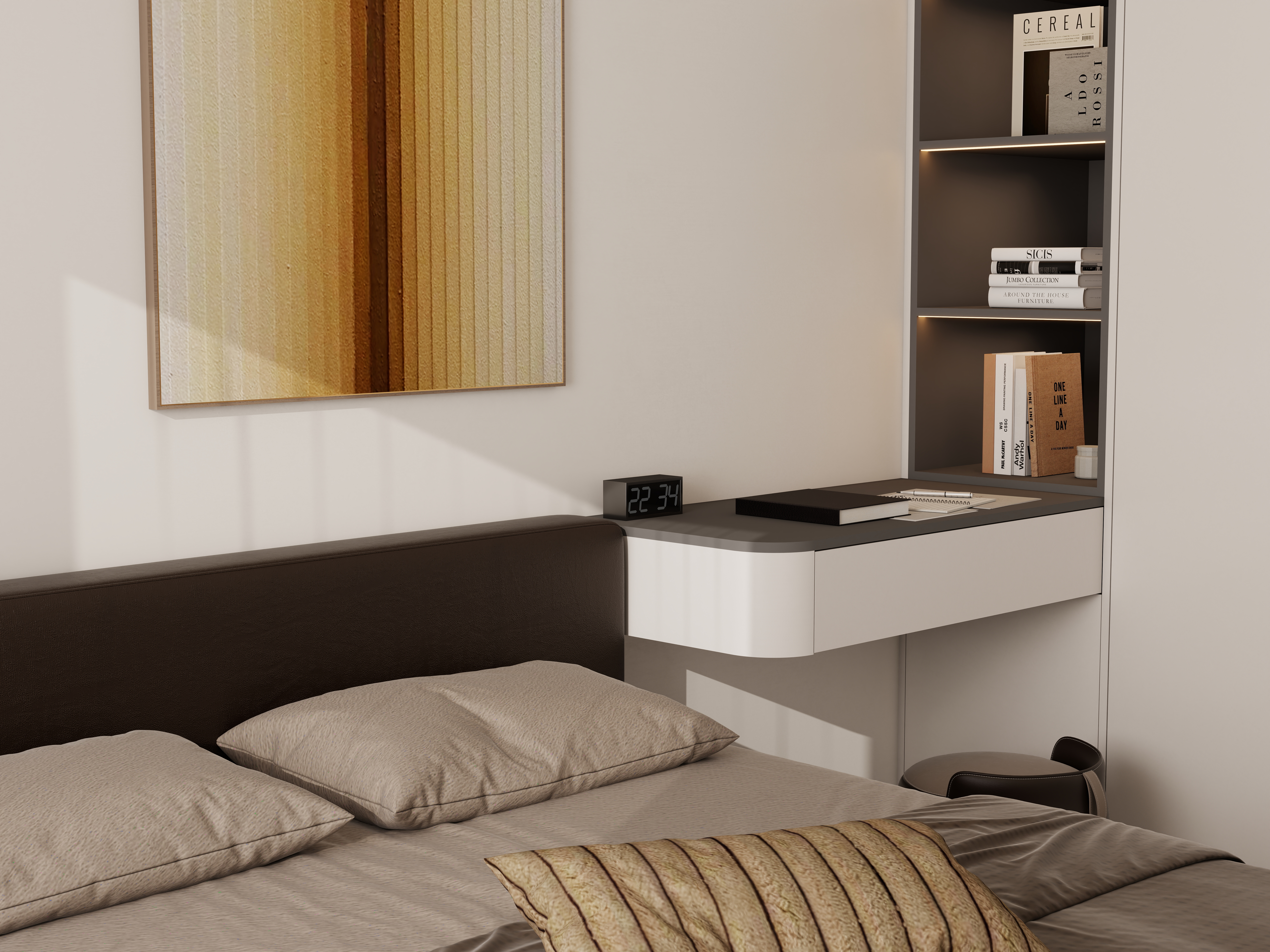 李佳洋-时代香树里106平现代简约3室一层主卧装修效果图第2张