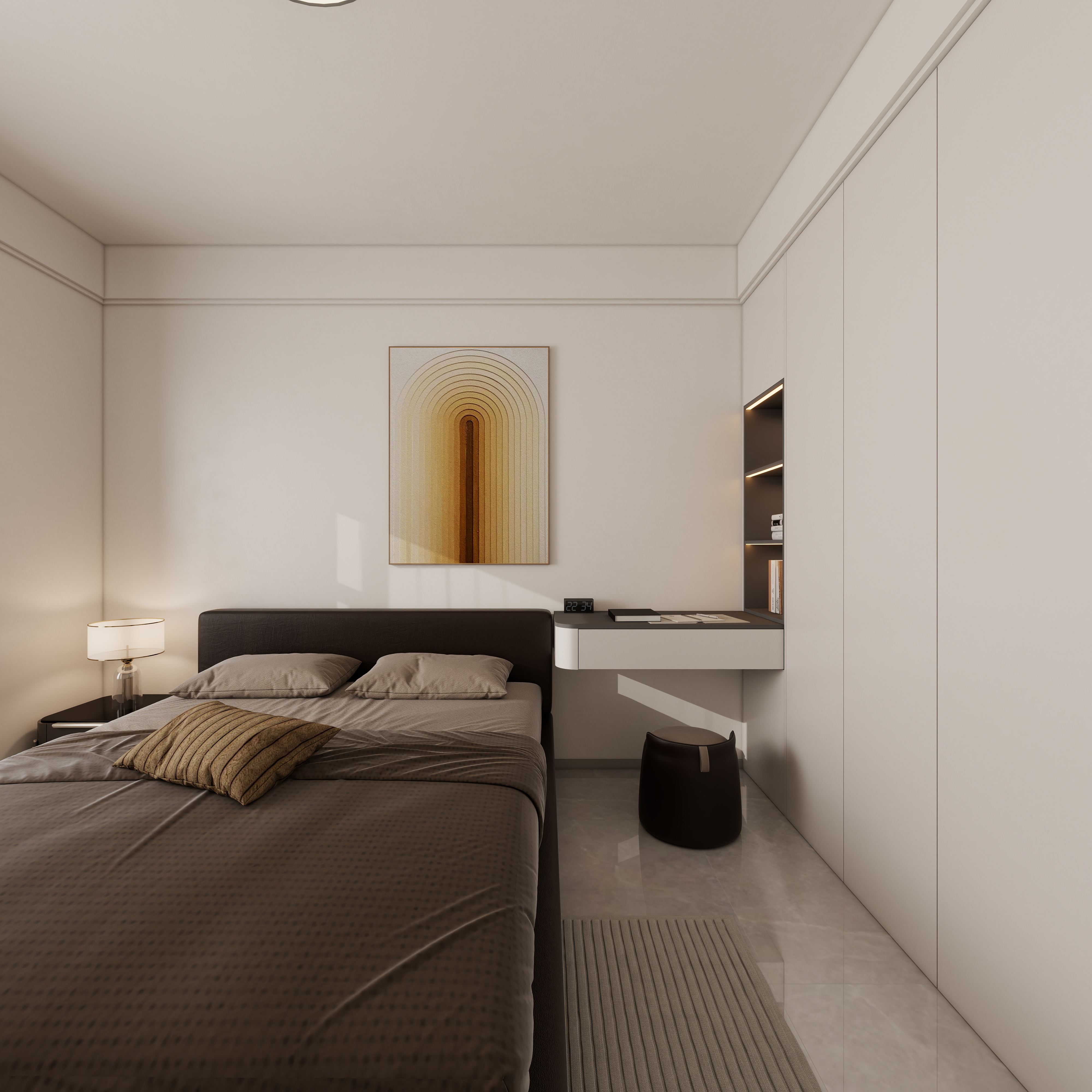 李佳洋-时代香树里106平现代简约3室一层主卧装修效果图第5张