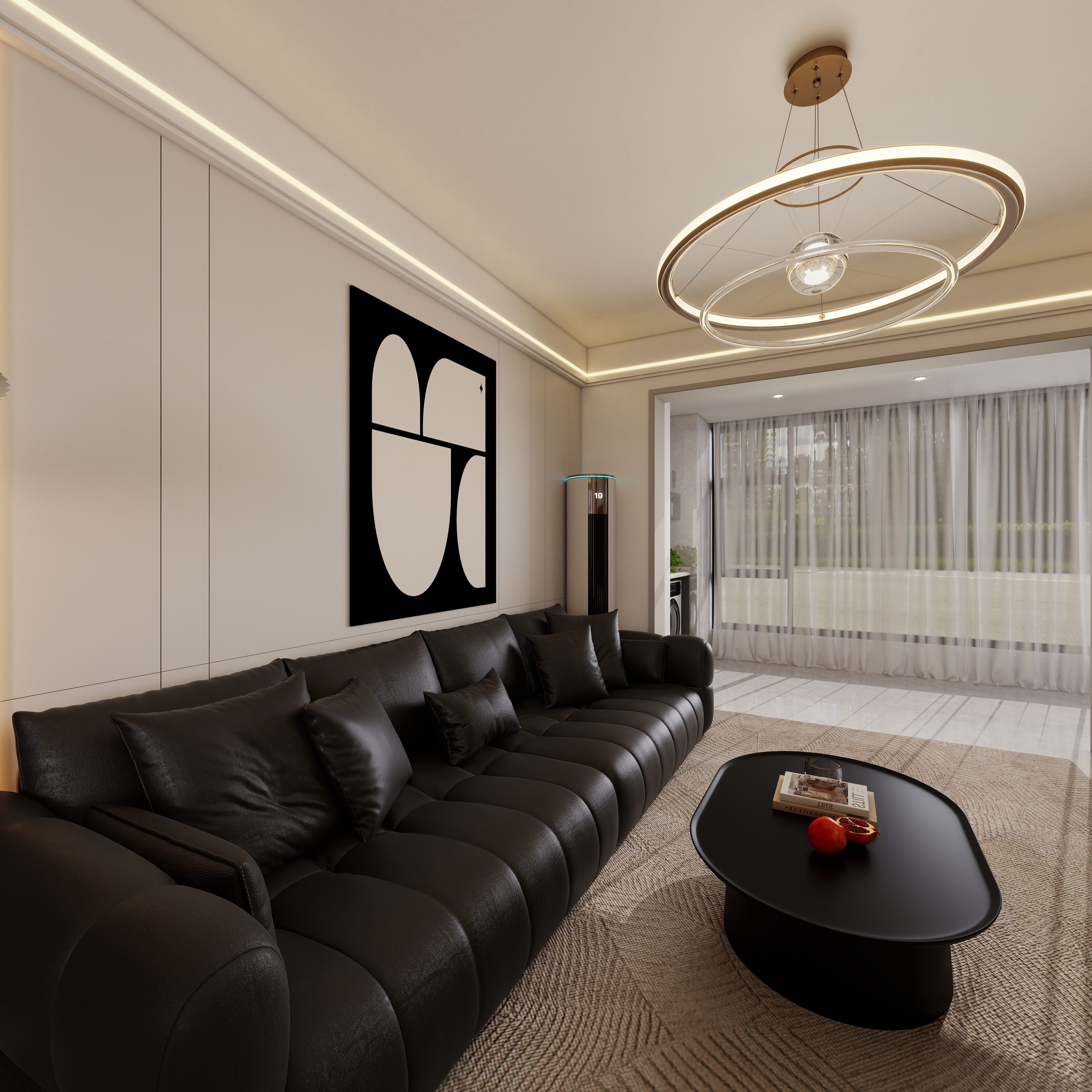 李佳洋-时代香树里106平现代简约3室一层客餐厅装修效果图第5张