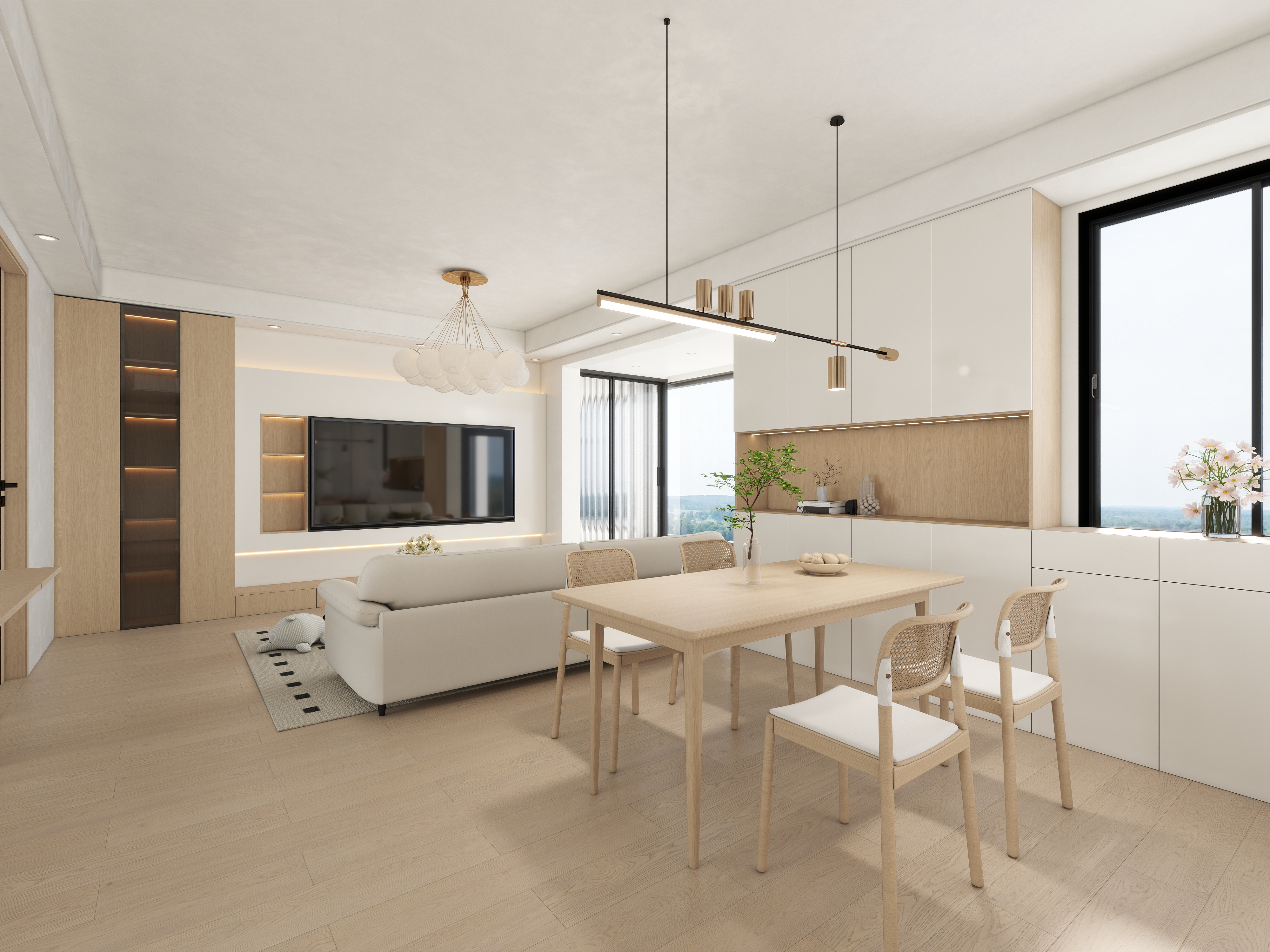 艺雅丽-123平现代简约 一层客餐厅装修效果图第3张