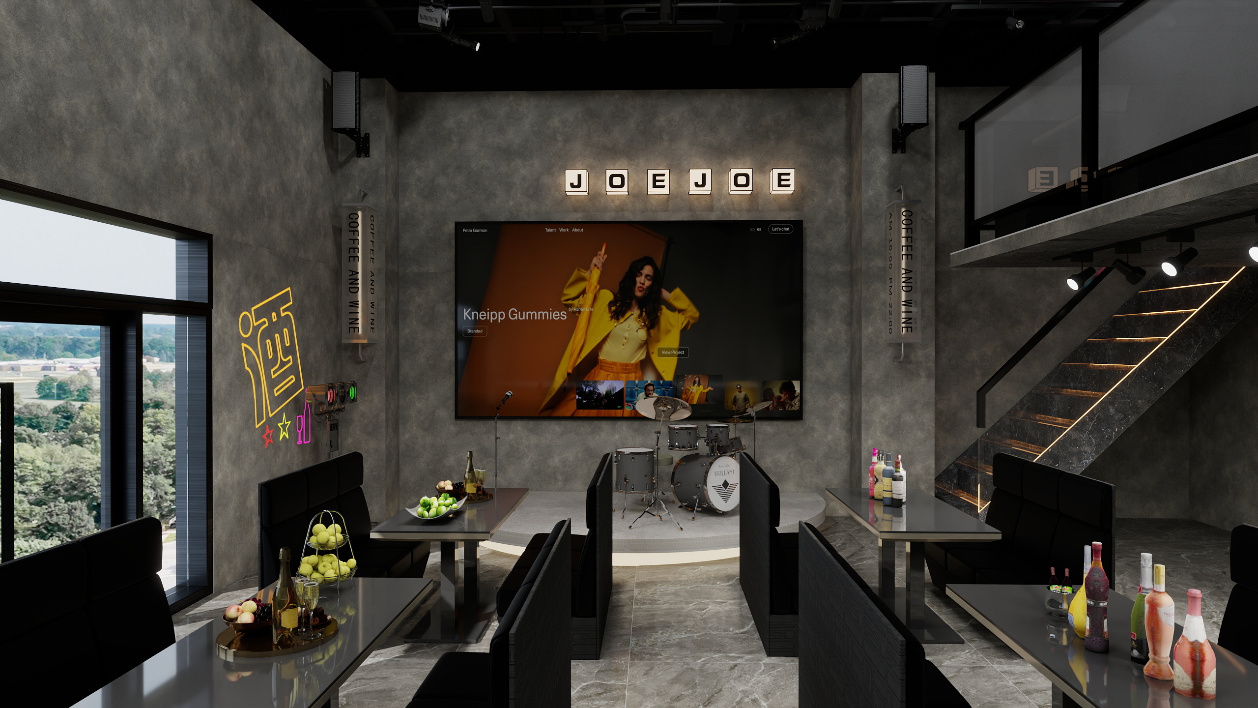 李青越-160平工业风酒吧装修效果图