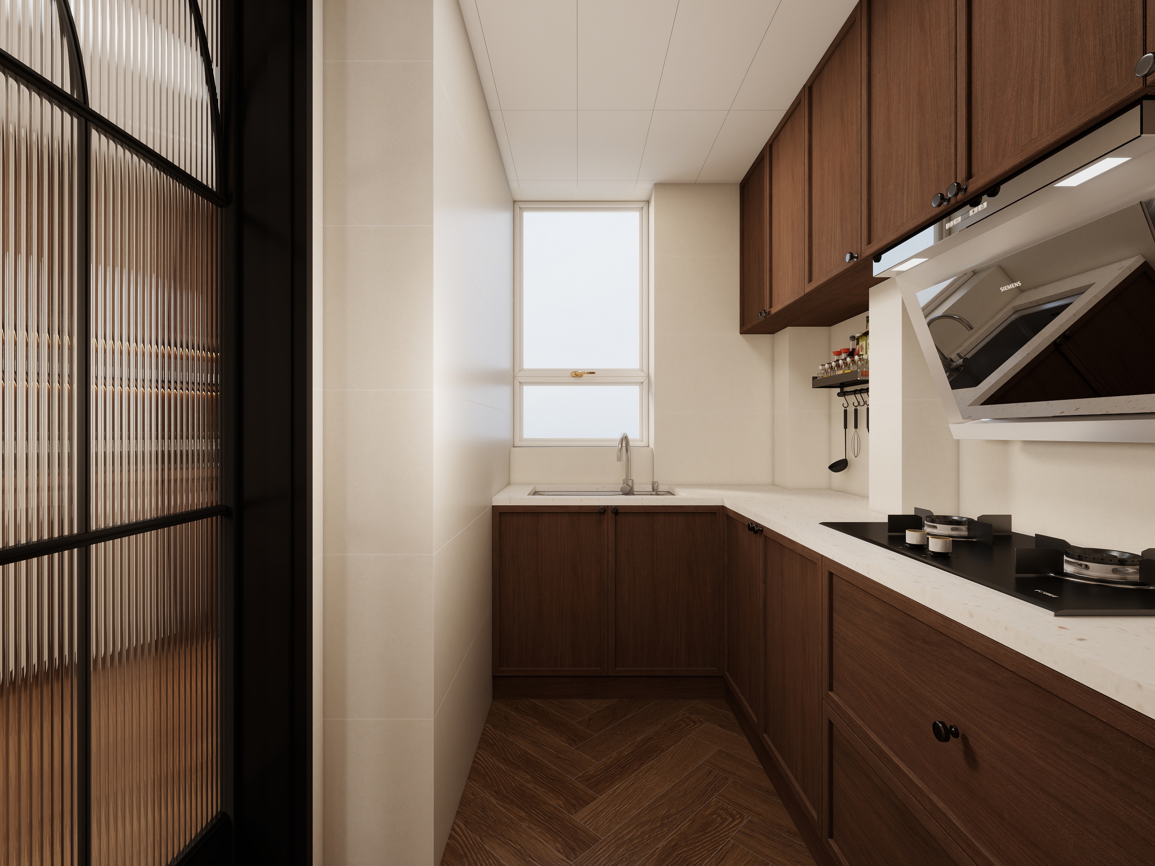 李青越-139方中古风格三居室装修效果图