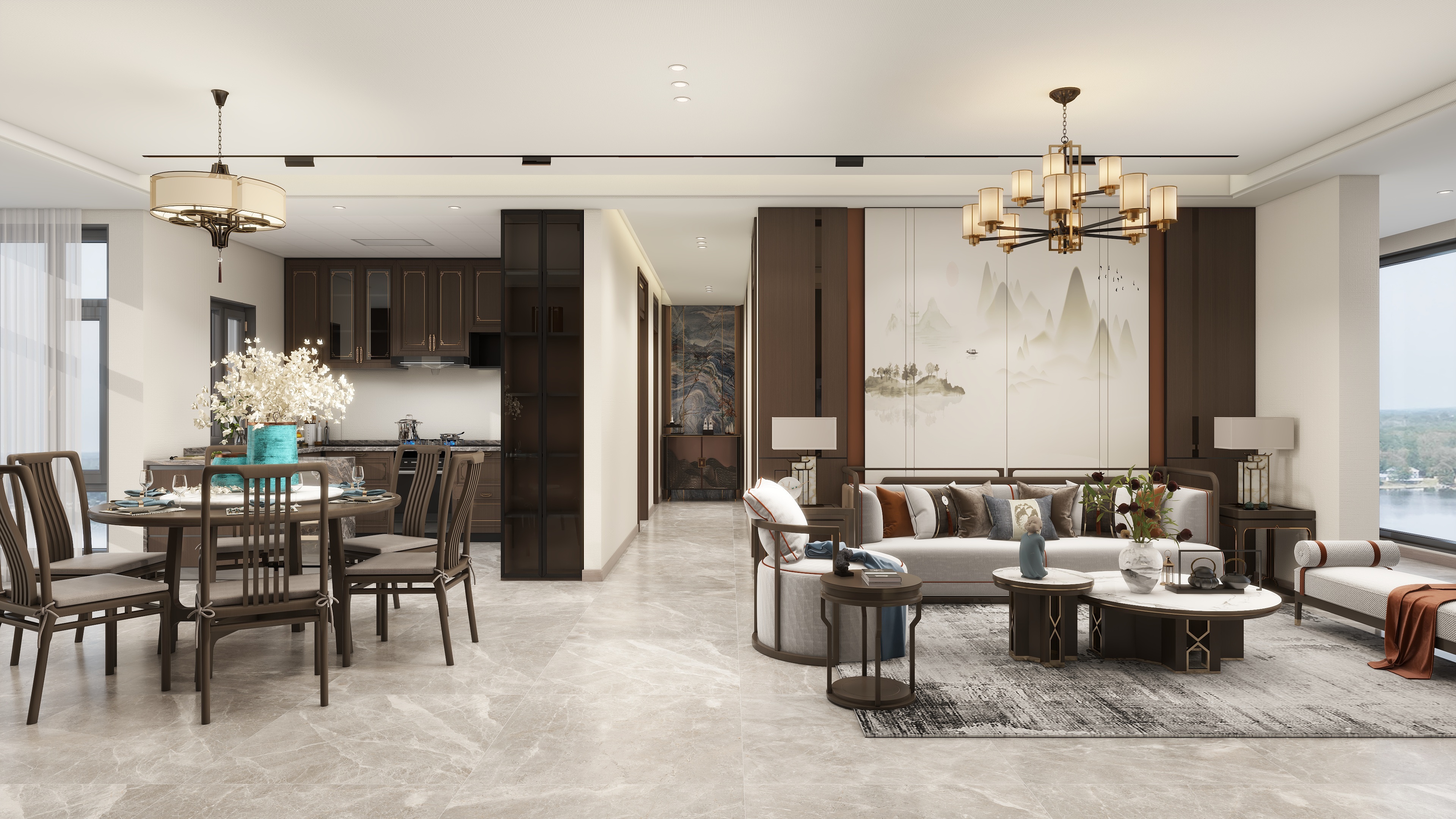 Orange桔桔-望江府新中式大三居装修效果图