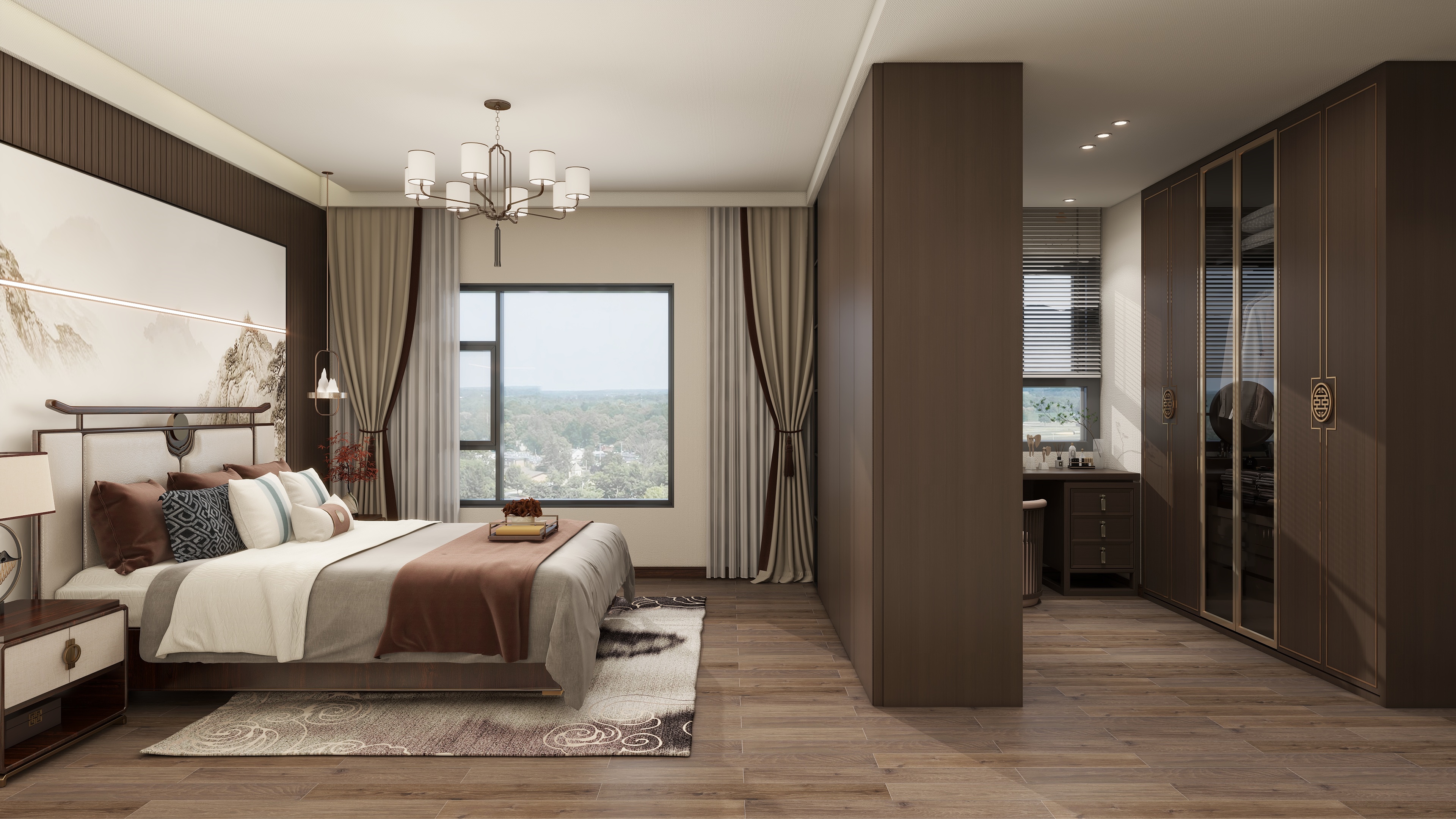 Orange桔桔-望江府新中式大三居装修效果图