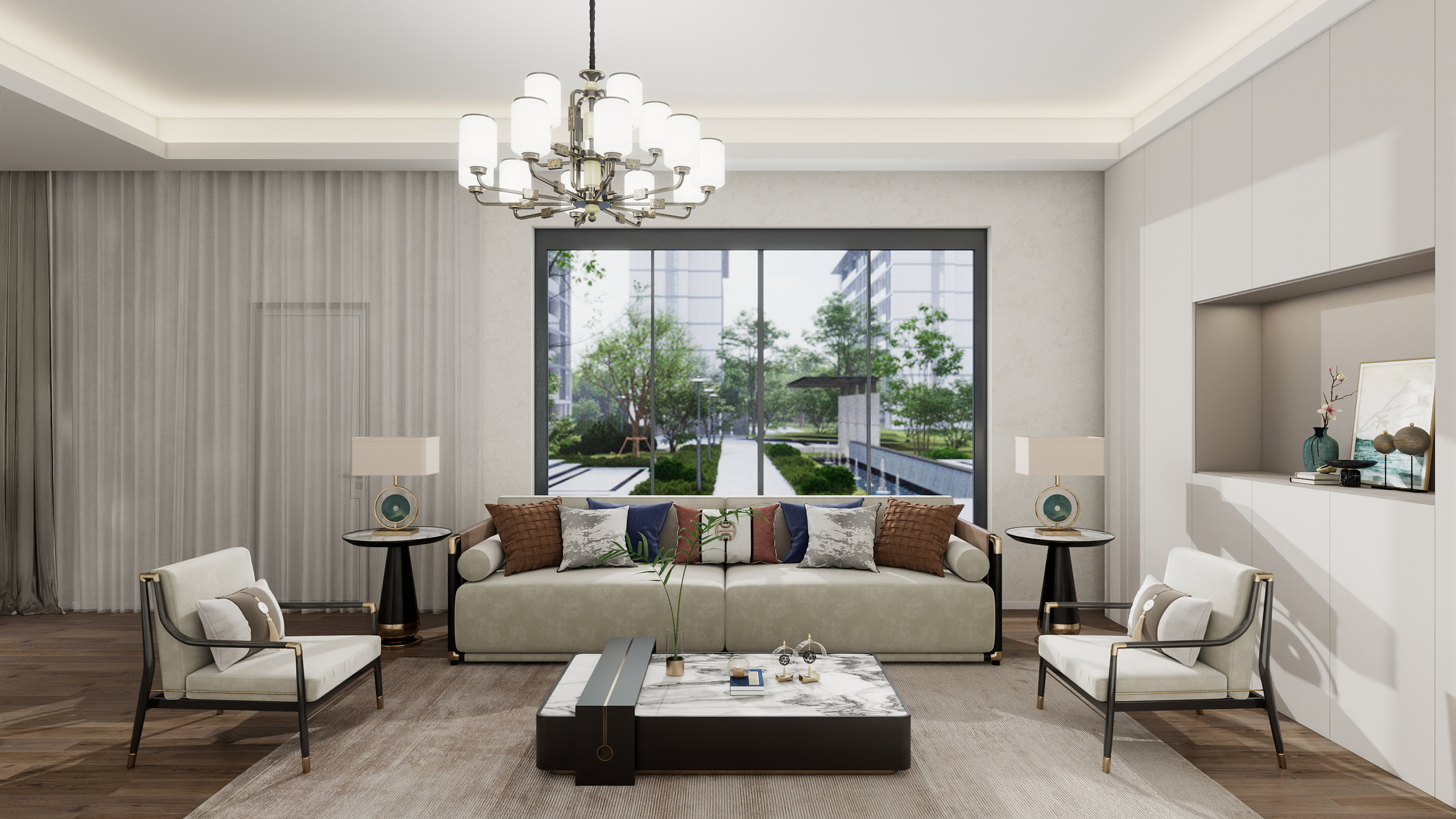 李林-新中式110㎡4室装修效果图