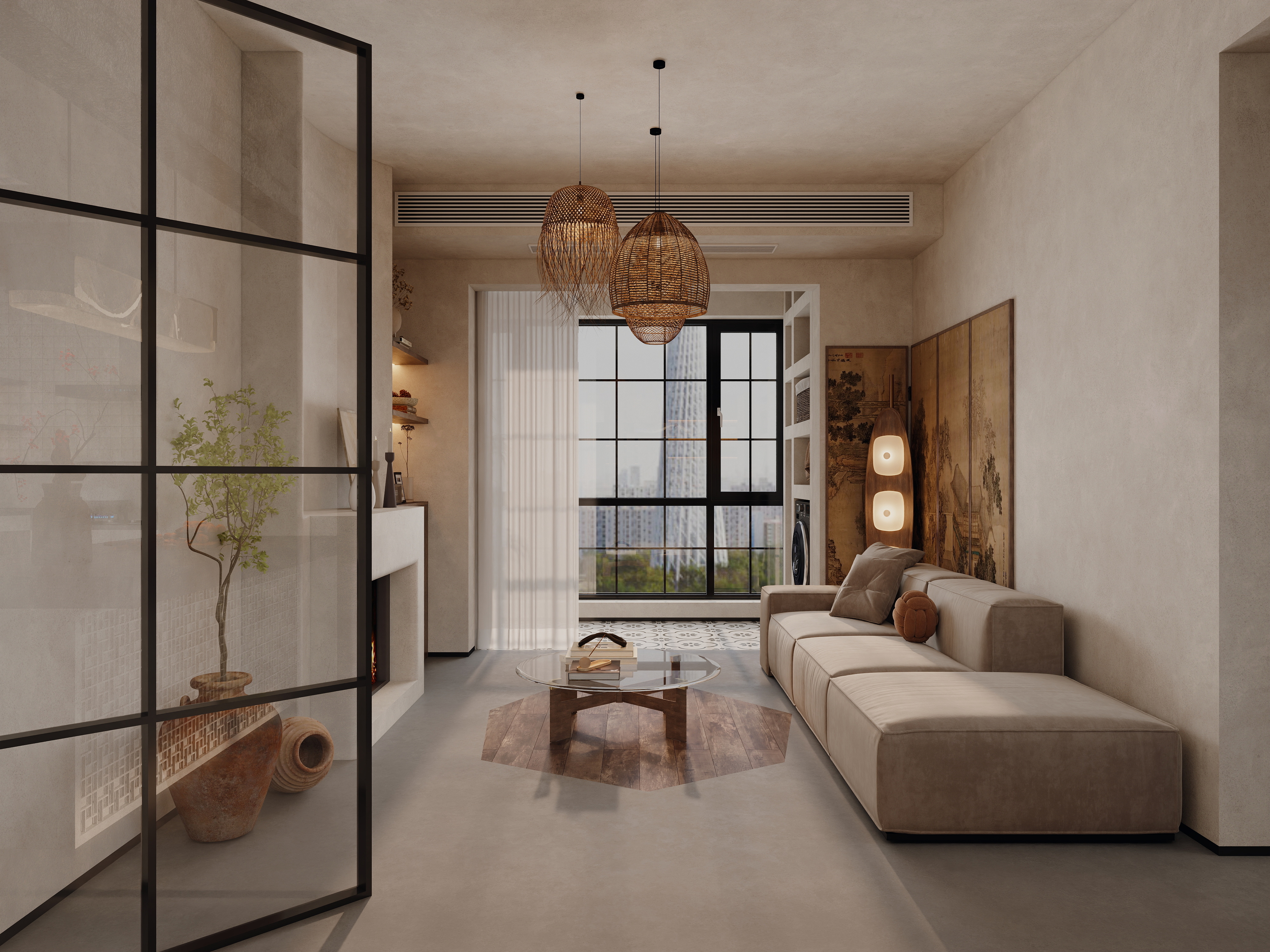 双木空间设计-90㎡3室工业风装修效果图