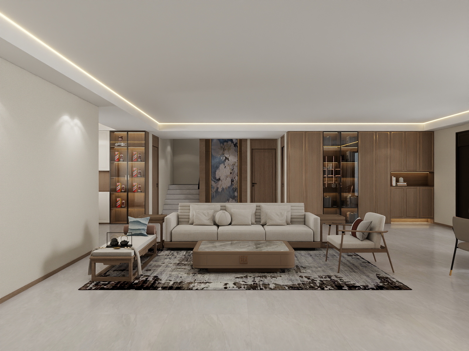 吴爽-829m²新中式风格设计装修效果图