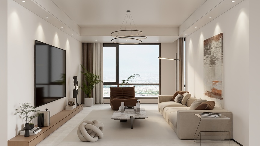 吴爽-204m²现代简约风格设计装修效果图