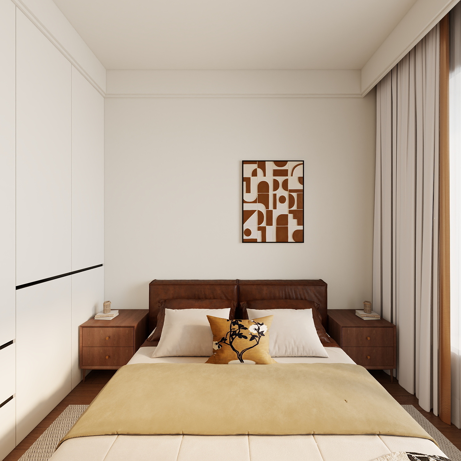 艺雅丽-78平现代简约一层主卧装修效果图第3张