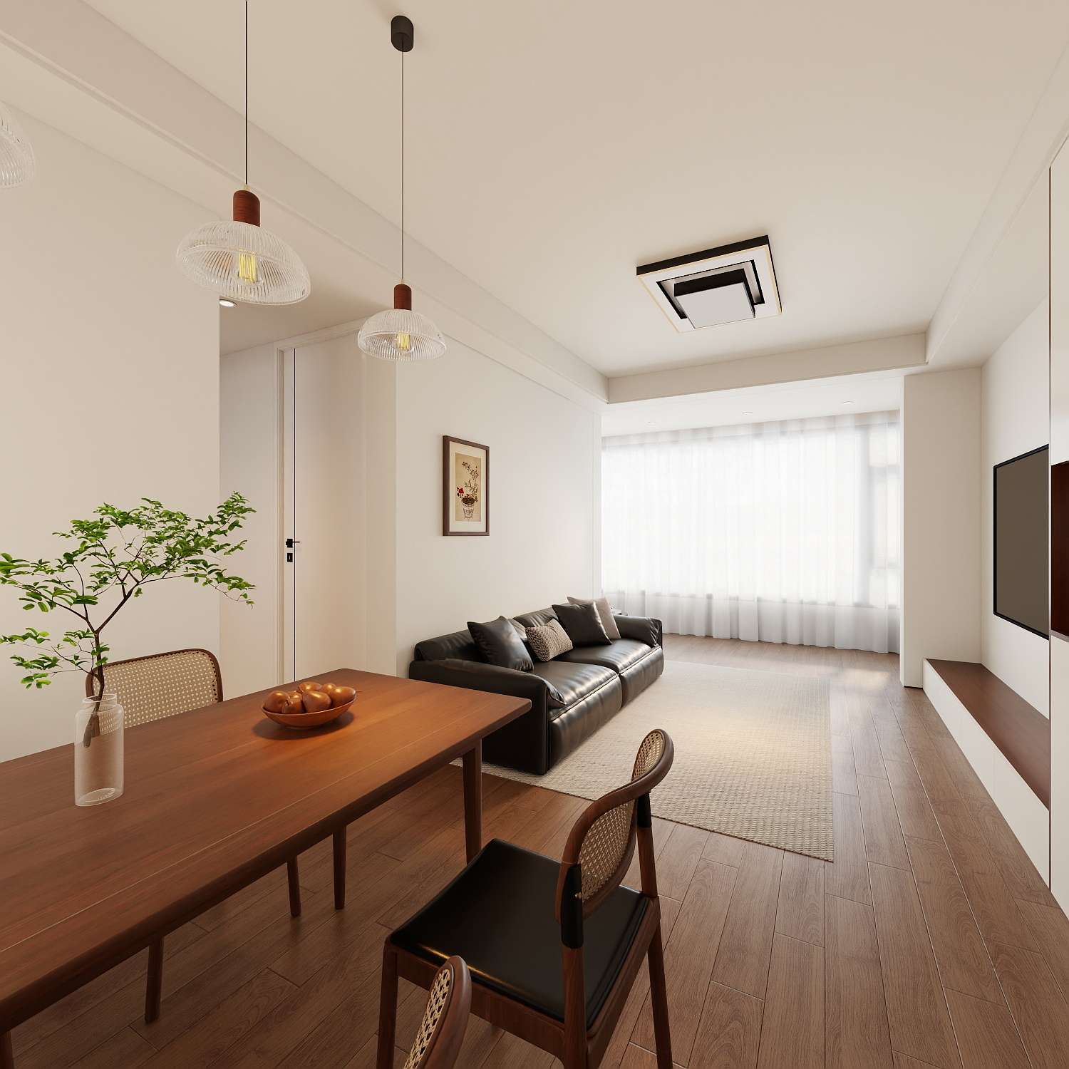 艺雅丽-78平现代简约一层客餐厅装修效果图第4张