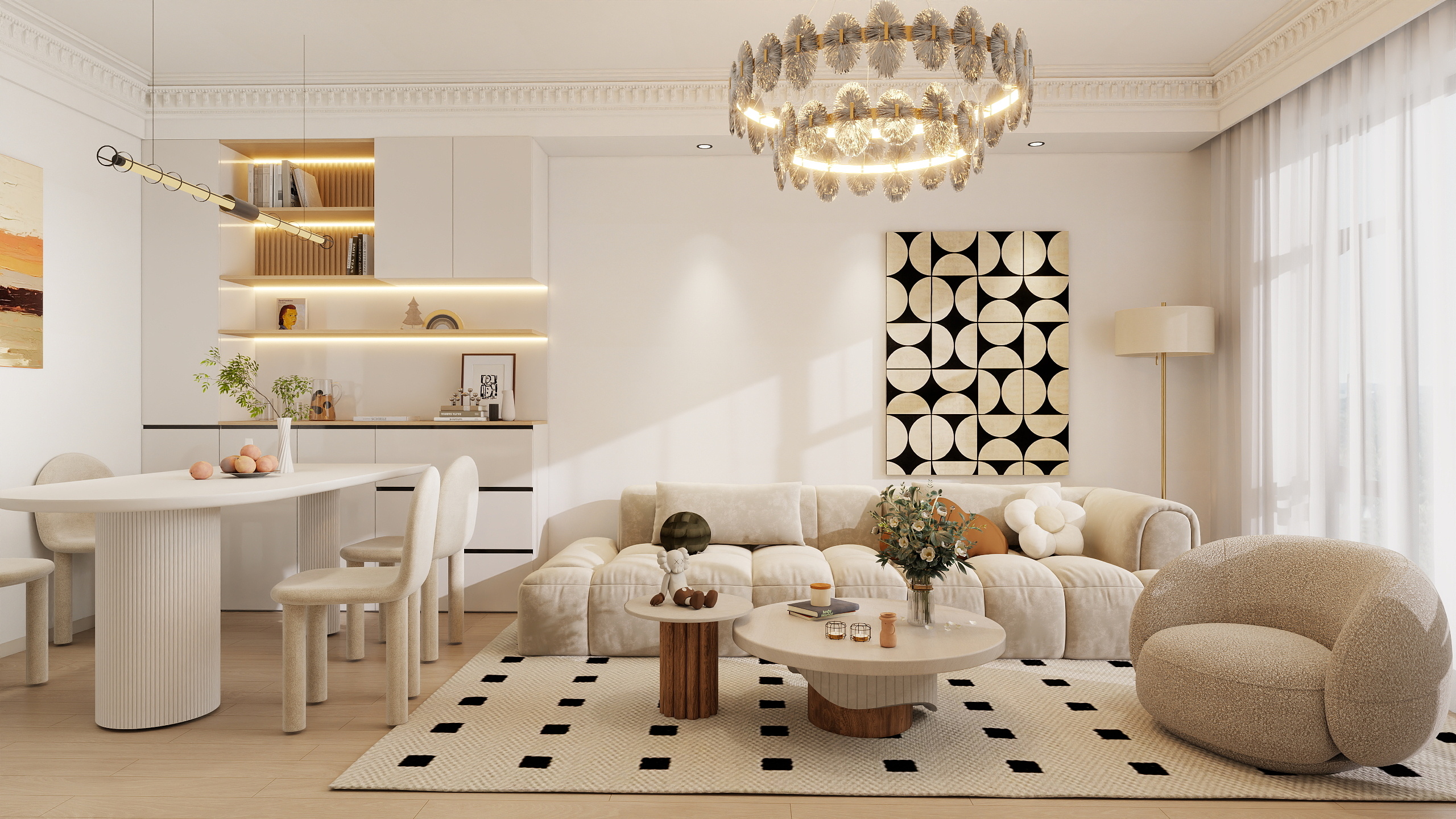 李青越-74平方奶油风格三居室装修效果图