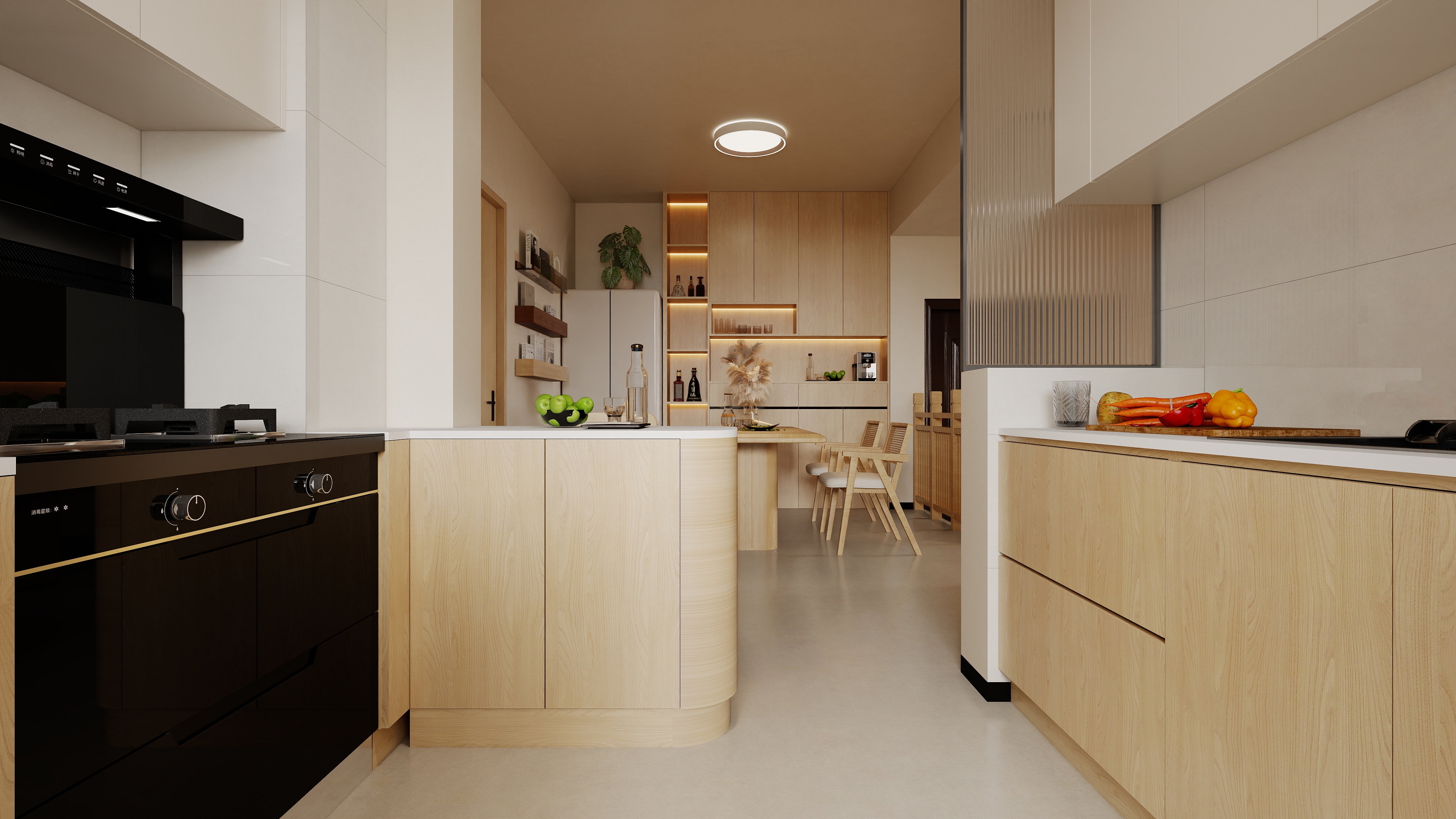 至简名设-文稳康-《盘龙居》130平现代原木|三居室装修效果图