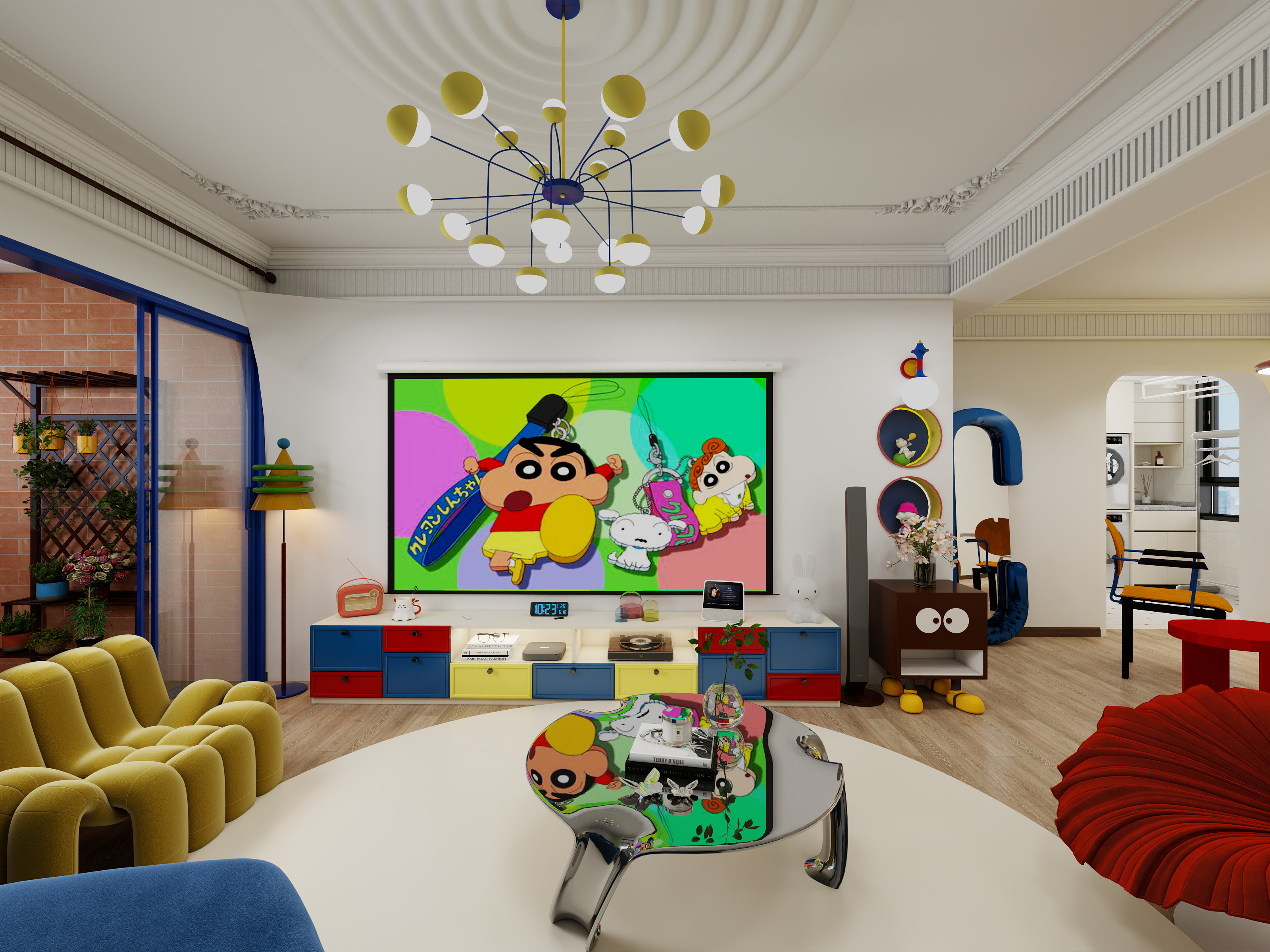 栖寐-【多巴胺】两室两厅83㎡装修效果图